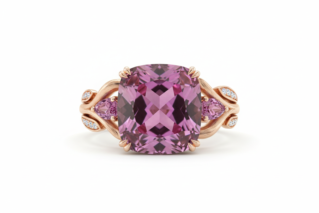 Luxury pink sapphire engagement ring in custom Australian setting