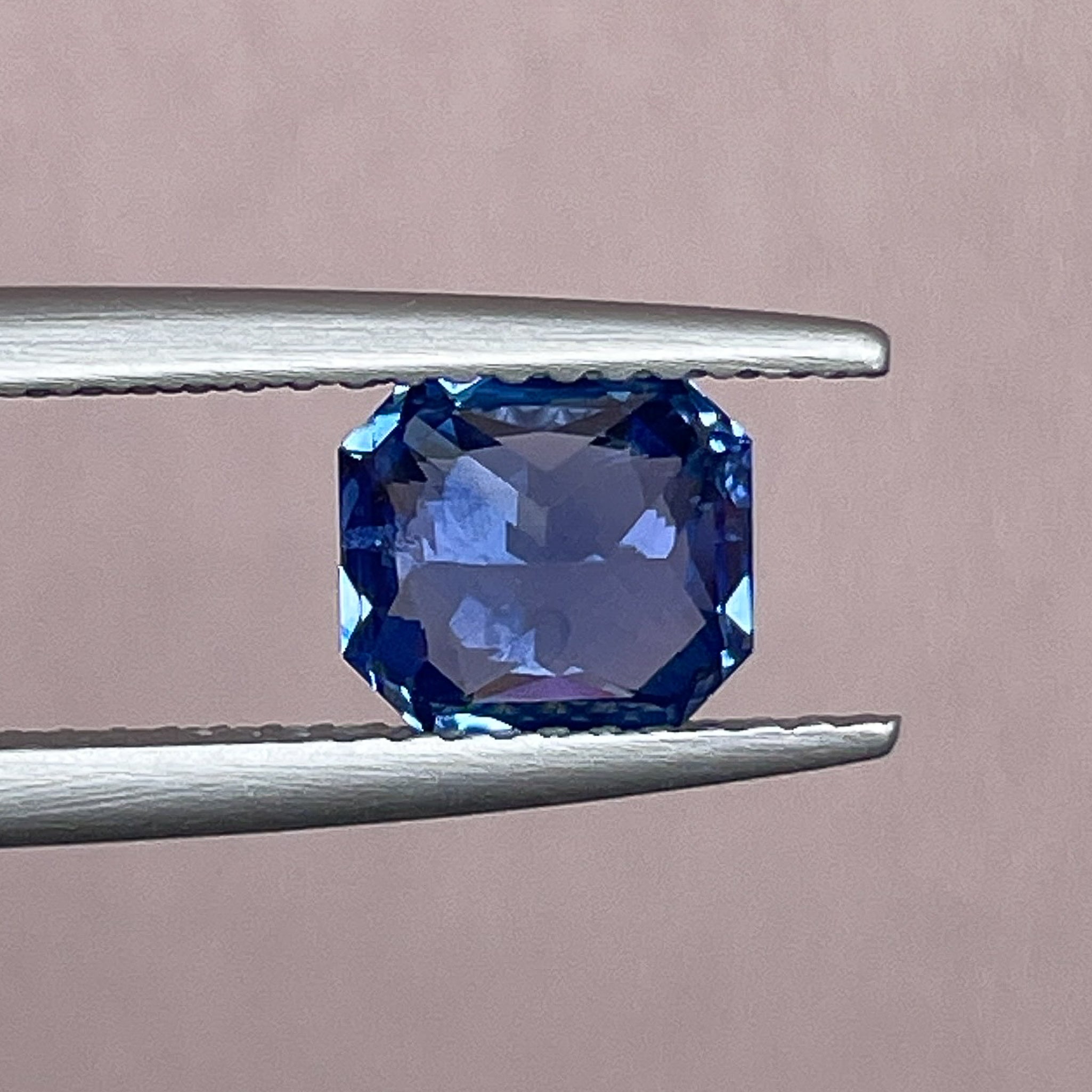 Natural Ceylon Blue Sapphire 1.52 Ct Radiant Cut by NASHGEMS, vivid blue loose sapphire for engagement or custom jewelry.