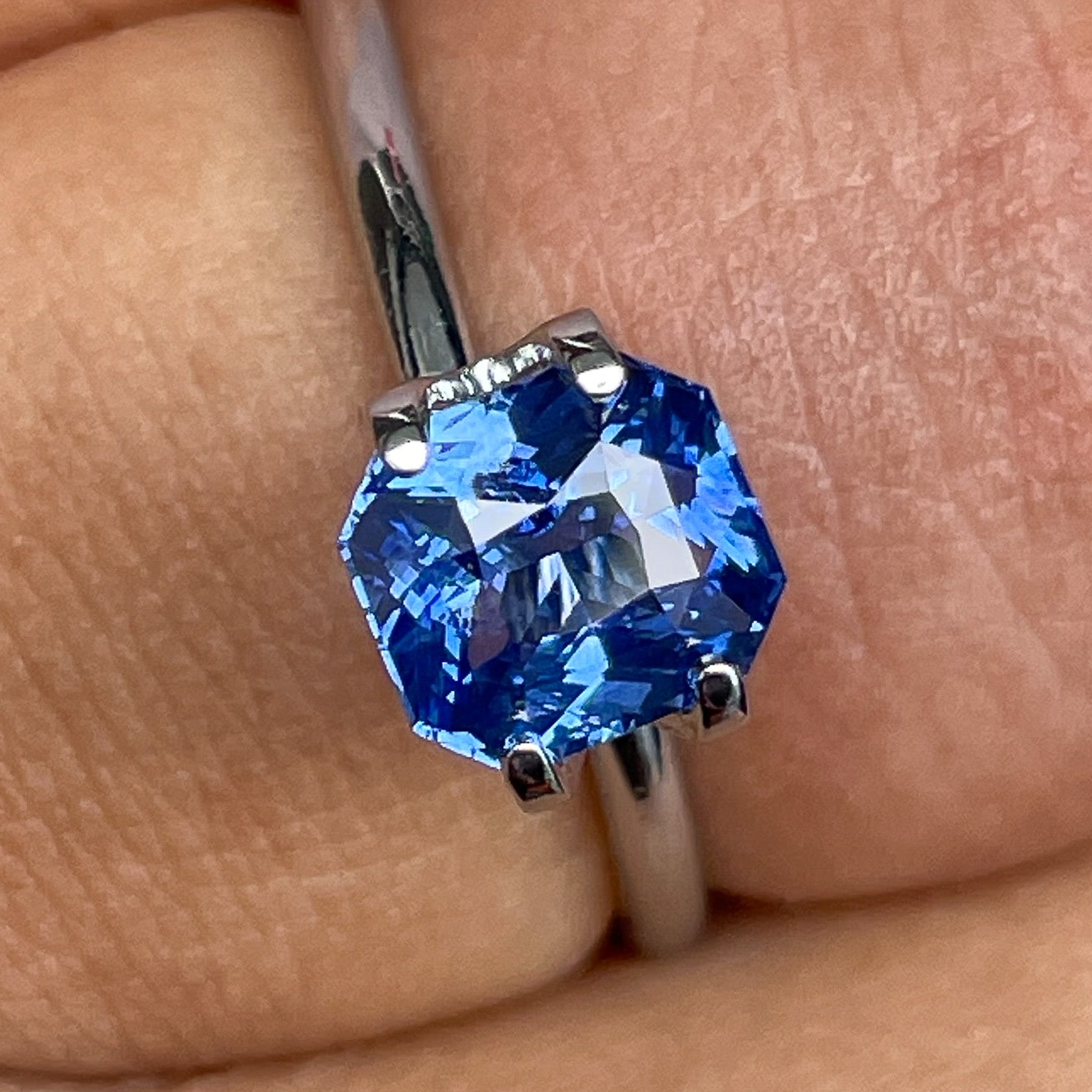 Natural Ceylon Blue Sapphire 1.52 Ct radiant cut, vivid blue loose gemstone for engagement or custom jewelry by NASHGEMS
