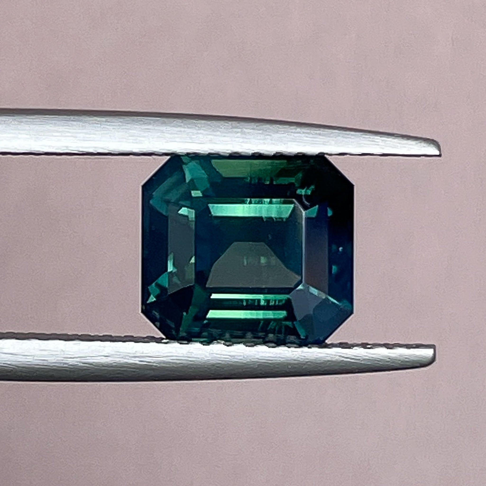 Natural forest green sapphire loose gemstone, 3.59 Ct emerald cut teal sapphire by NASHGEMS for custom engagement jewelry.