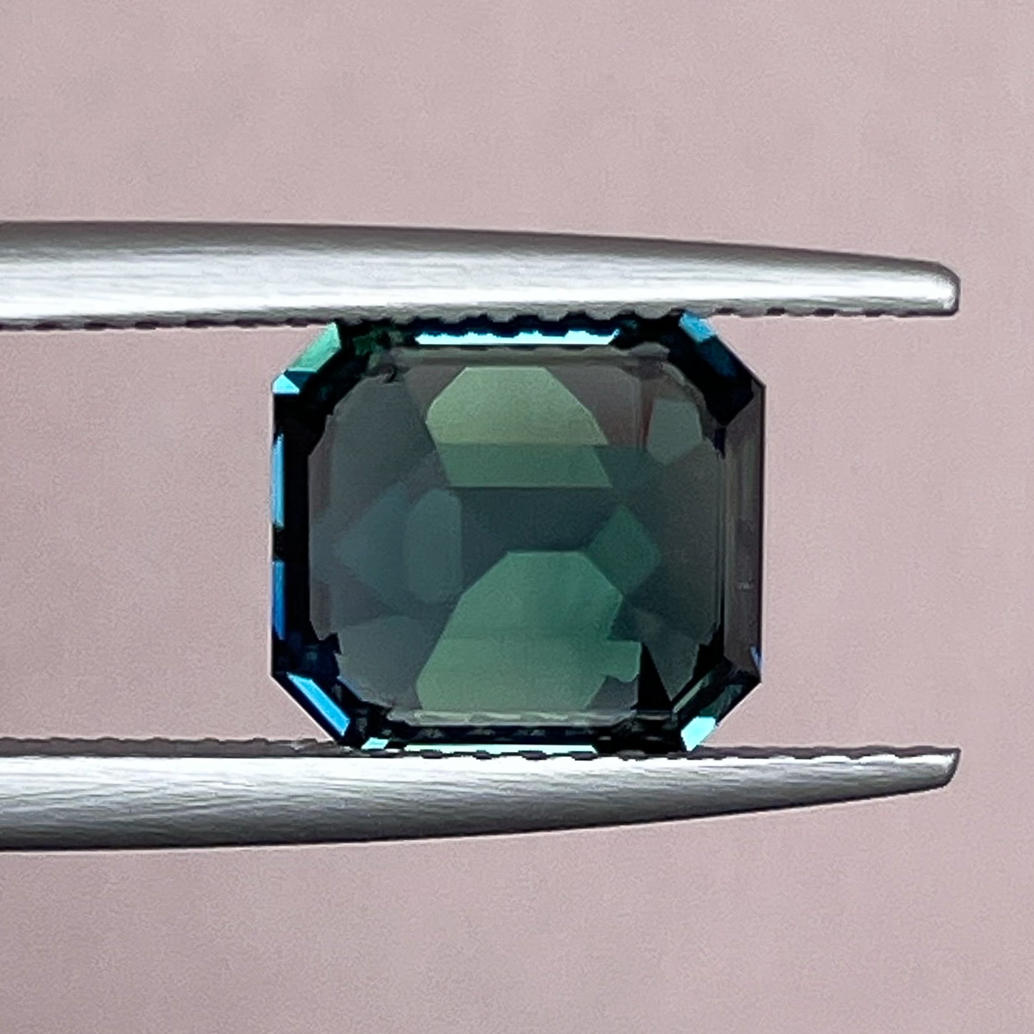 Natural forest green sapphire 3.59 Ct emerald cut, loose teal sapphire by NASHGEMS for custom engagement rings.