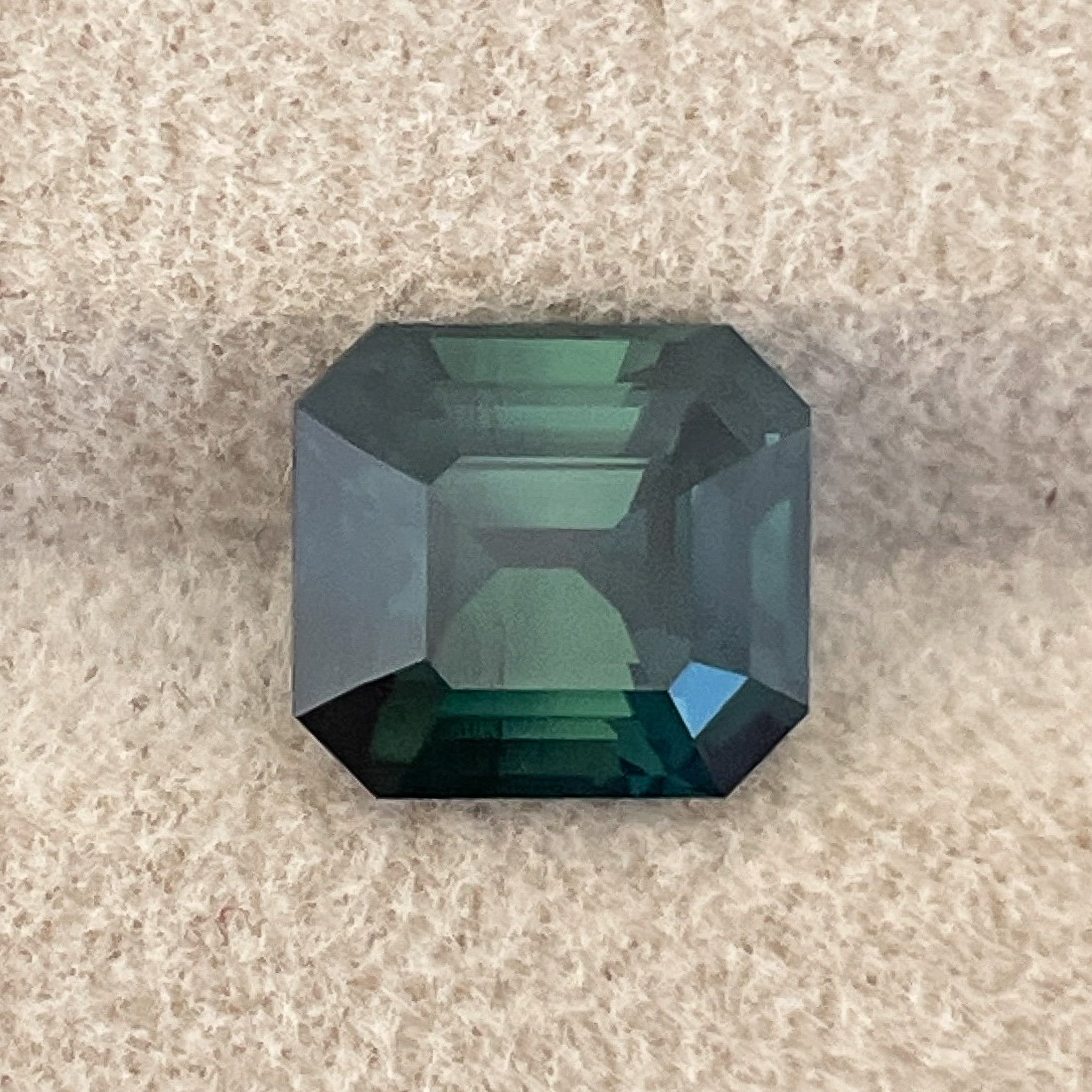 Teal emerald cut sapphire loose gemstone, 3.59 Ct natural forest green sapphire by NASHGEMS, suitable for custom engagement rings.