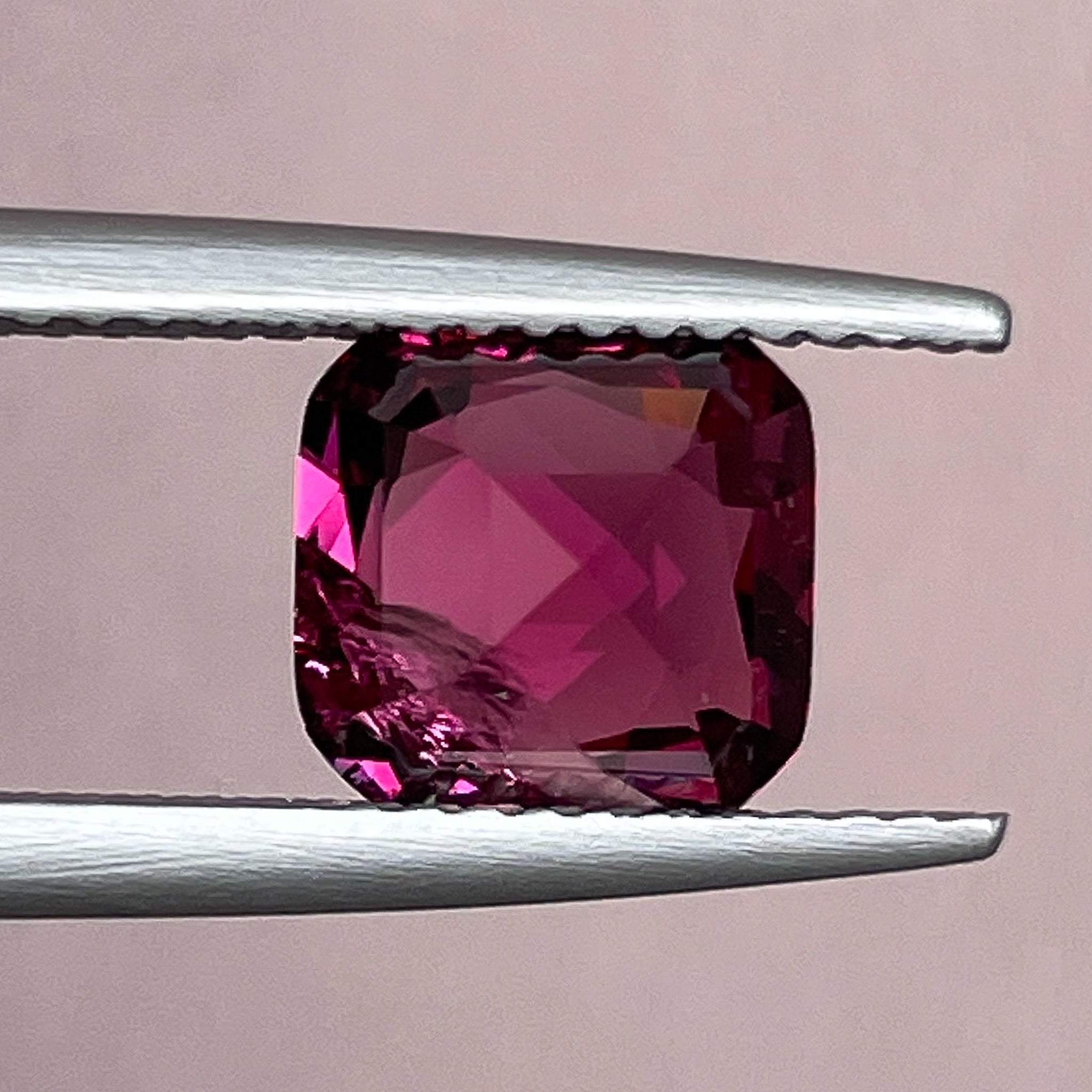 Natural Rhodolite Garnet 2.32 Ct cushion cut loose gemstone with raspberry red color for engagement rings by NASHGEMS