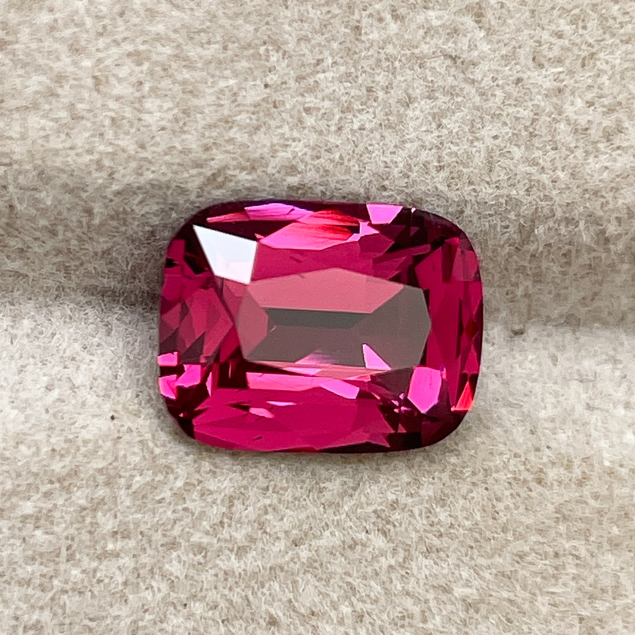 Natural Rhodolite Garnet 3.52 Ct cushion cut loose gemstone in raspberry red for engagement rings by NASHGEMS.