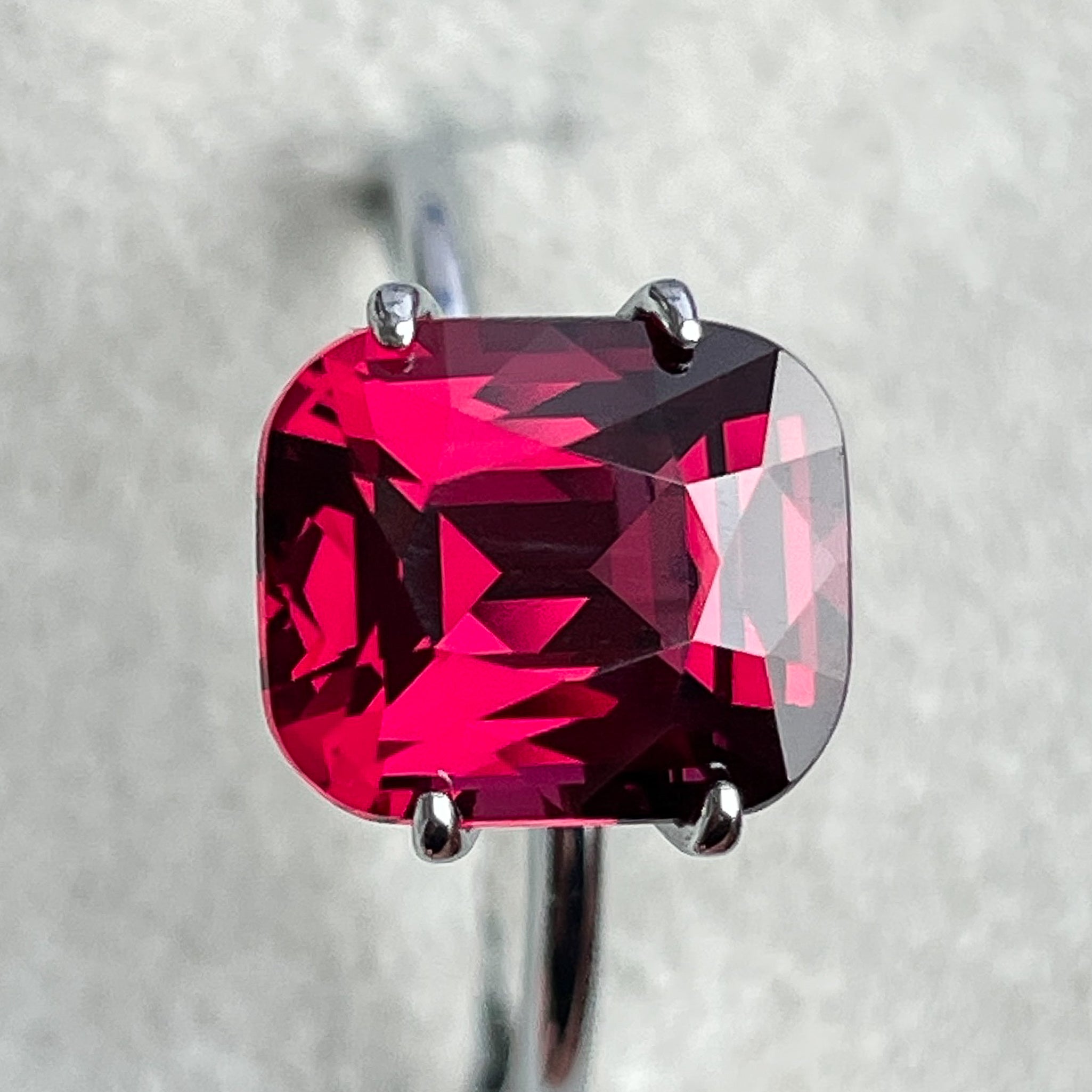 Natural Rhodolite Garnet 3.96 Ct cushion cut loose gemstone with deep red color, ideal for jewelry from NASHGEMS.