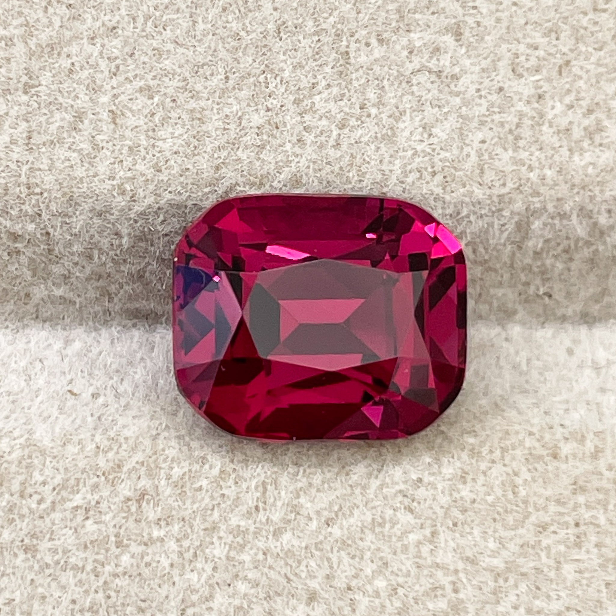 Natural Rhodolite Garnet 4.53 Ct cushion cut loose gemstone with raspberry red color, ideal for engagement rings.
