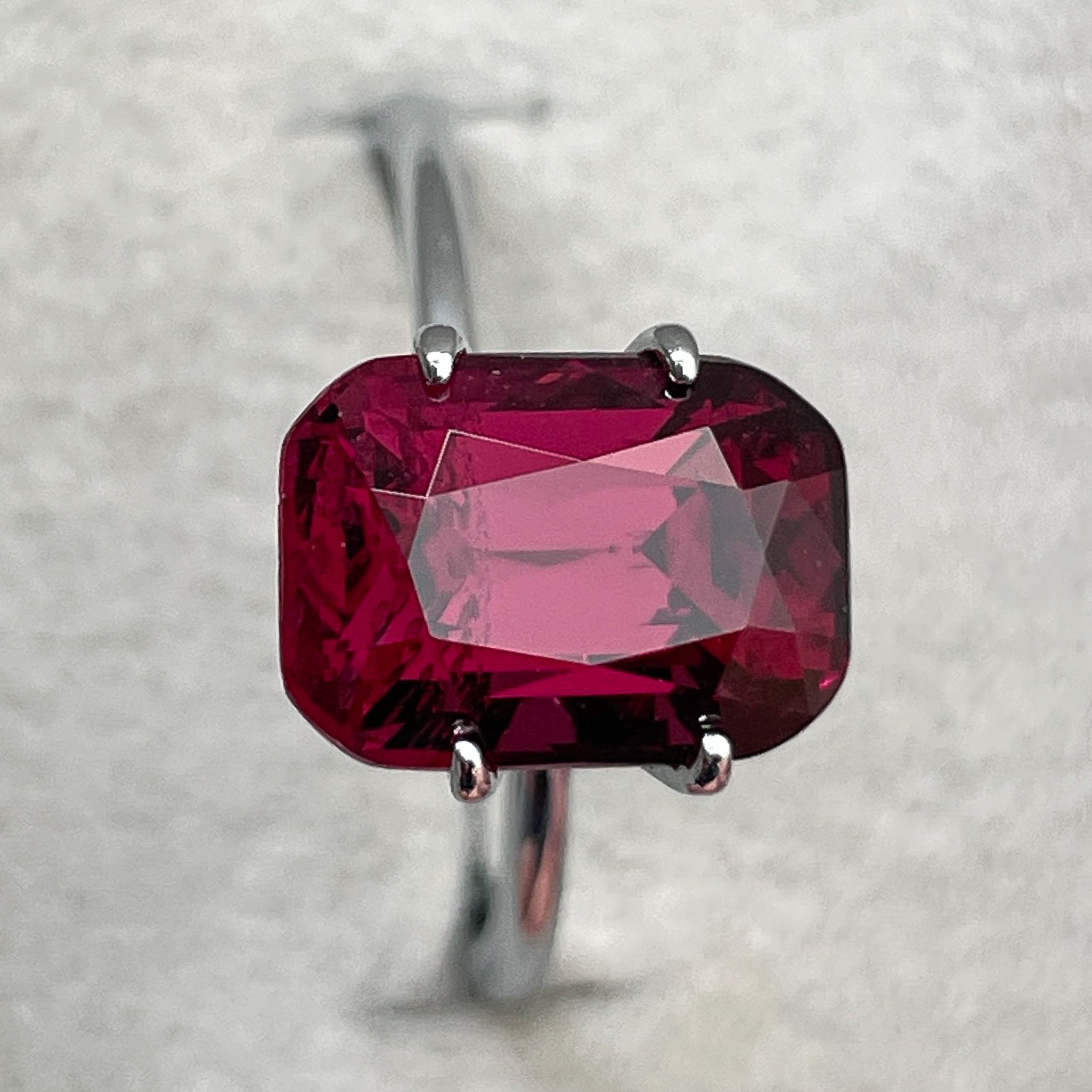 Natural Rhodolite Garnet 5.00 Ct cushion cut loose gemstone in raspberry red, ideal for engagement rings by NASHGEMS.