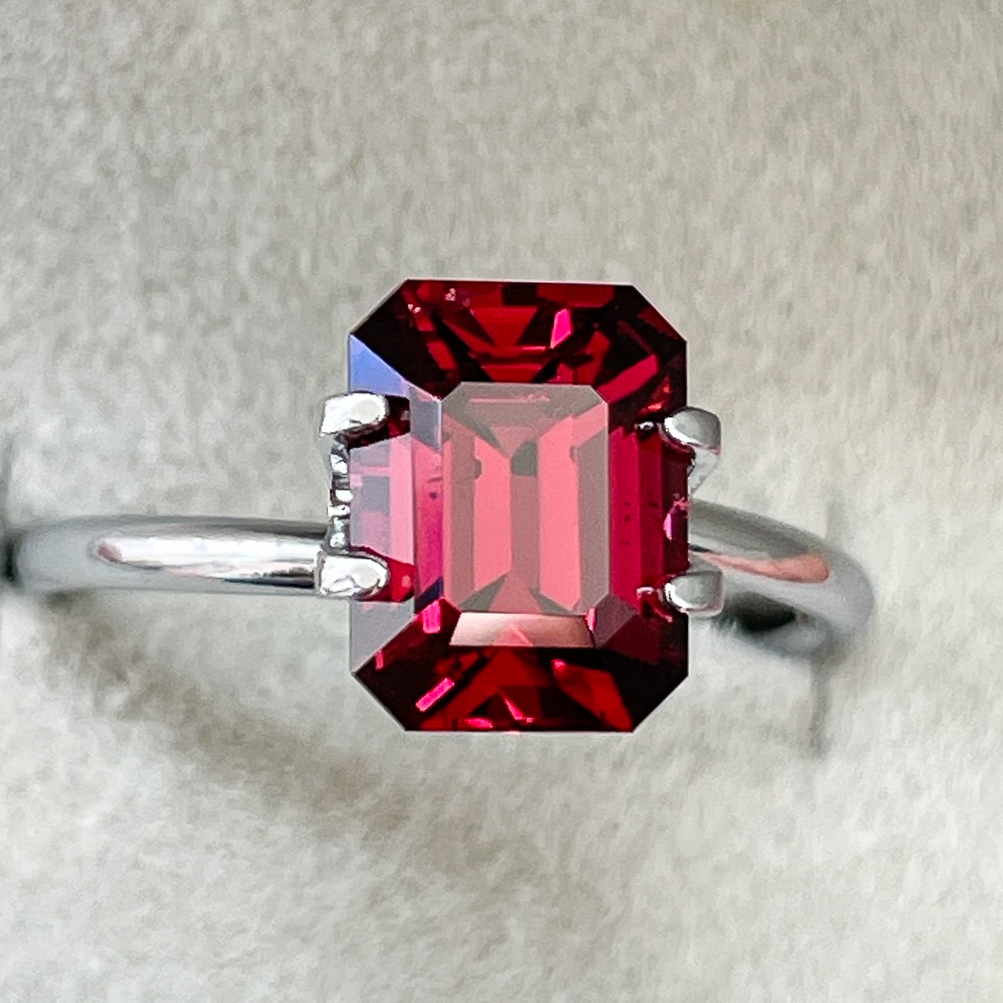 Deep red natural Pyrope Almandite Garnet 3.38 Ct emerald cut loose gemstone for engagement rings, by NASHGEMS.