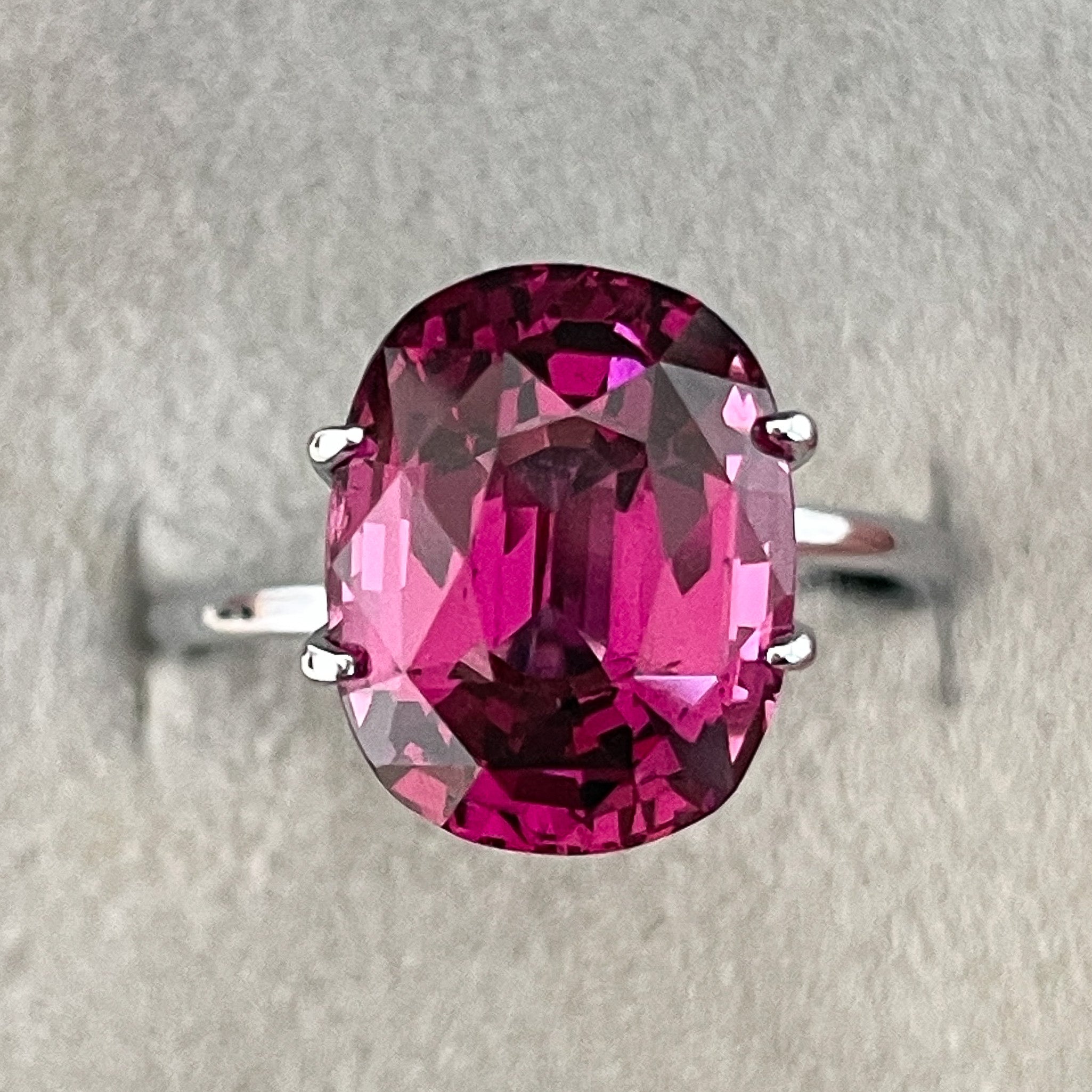Oval cut natural Rhodolite Garnet, 7.07 Ct, raspberry red VVS loose gemstone for engagement rings, by NASHGEMS.