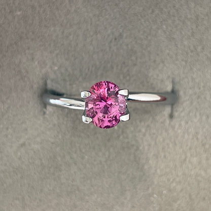 1.14 crt, Natural Pink Sapphire, Oval Cut Engagement Rings, Flamingo Pink Sapphire