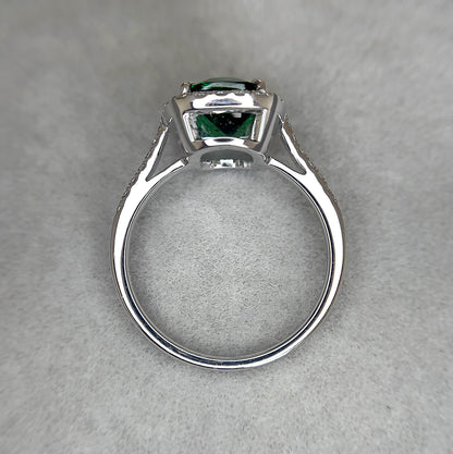 Green Garnet Ring, Garnet Ring 18k White gold, tsavorite garnet ring, unique ring, gift for her, Anniversary, Green Gemstone Engagement ring - NASHGEMS