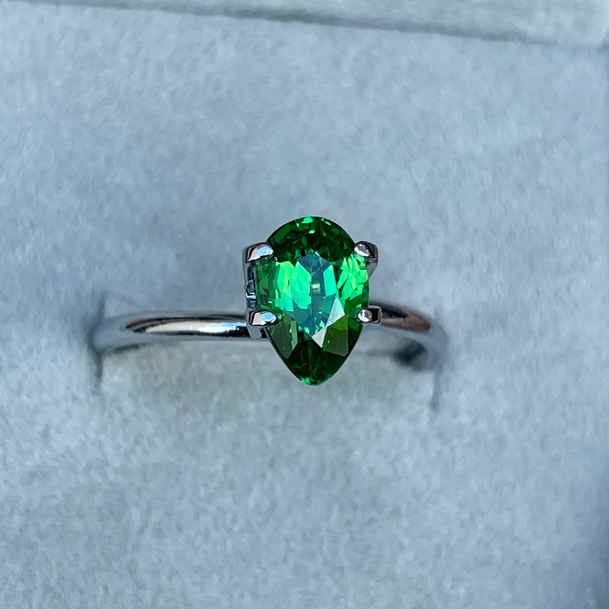 Tsavorite / 1.52 Carats / Excellent Pear Cut / Fantastic Luster / V.V.S Clarity / Unheated stone/ GREEN Zircon