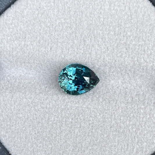 3.18 Carat Teal Sapphire Pear shape. Clean stone.