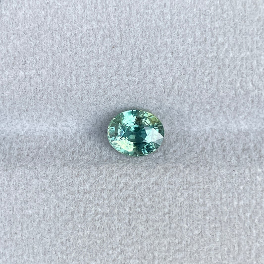 Green Sapphire 1.49 Carat Oval Cut heated