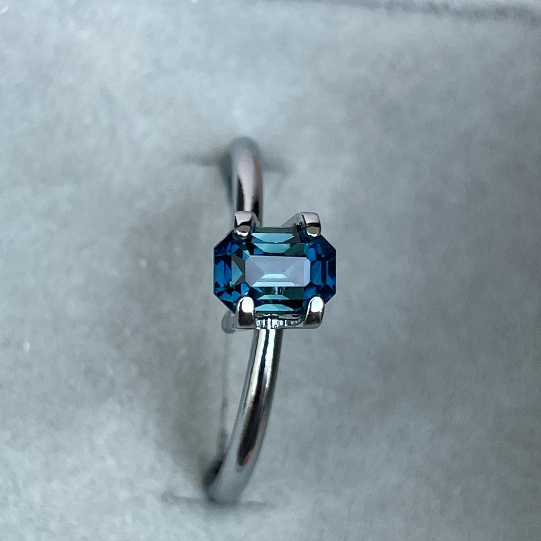 Natural Blue Green Sapphire Emerald Cut 1.13 Carat