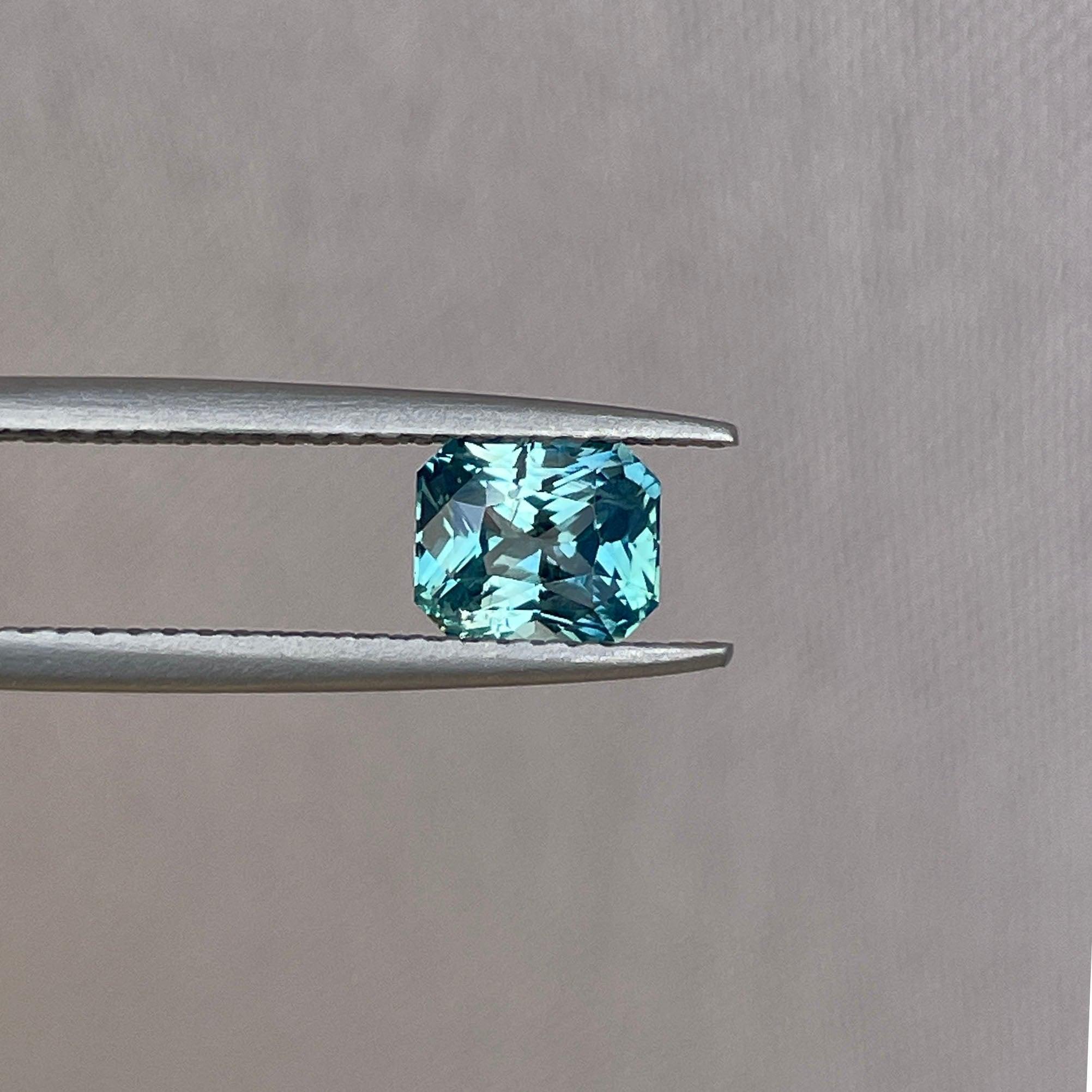 Radiant cut Greenish blue sapphire, 1.12 crt.