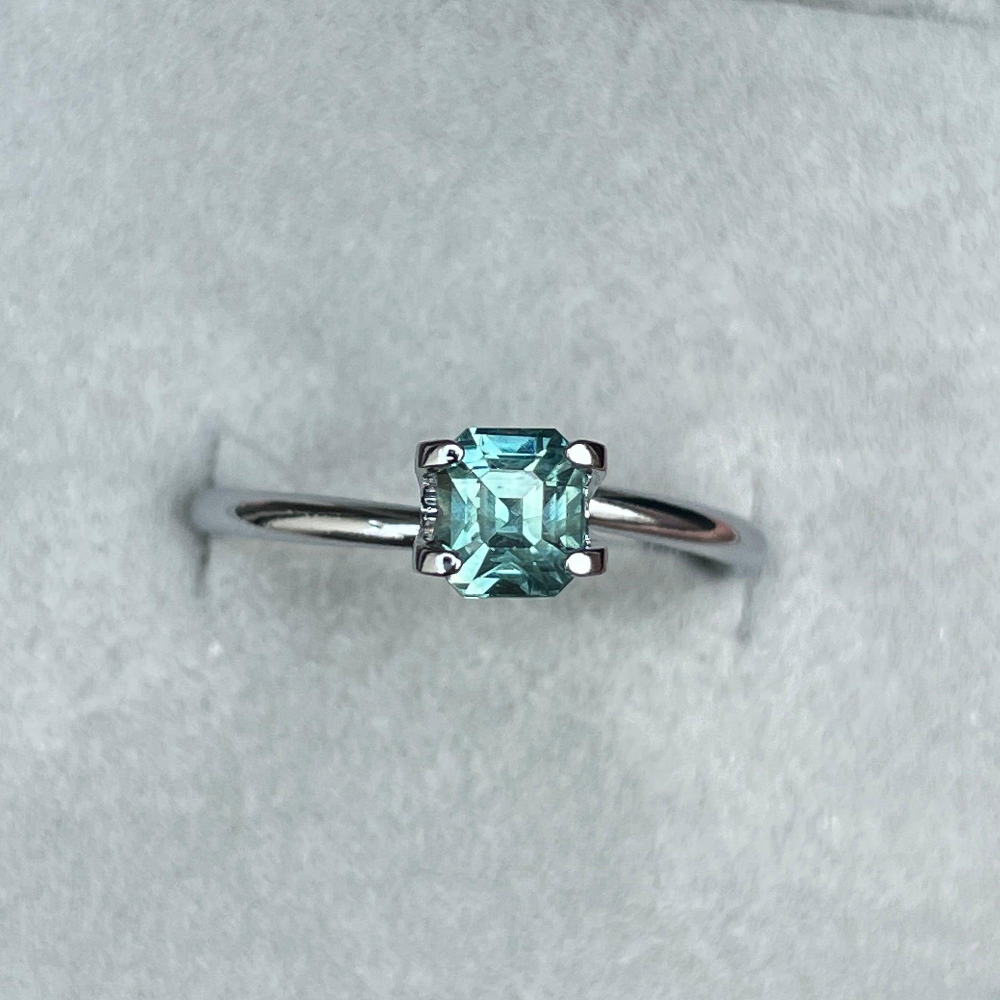 Natural heated asscher Teal Bluish Green Sapphire 1.02 carats - NASHGEMS