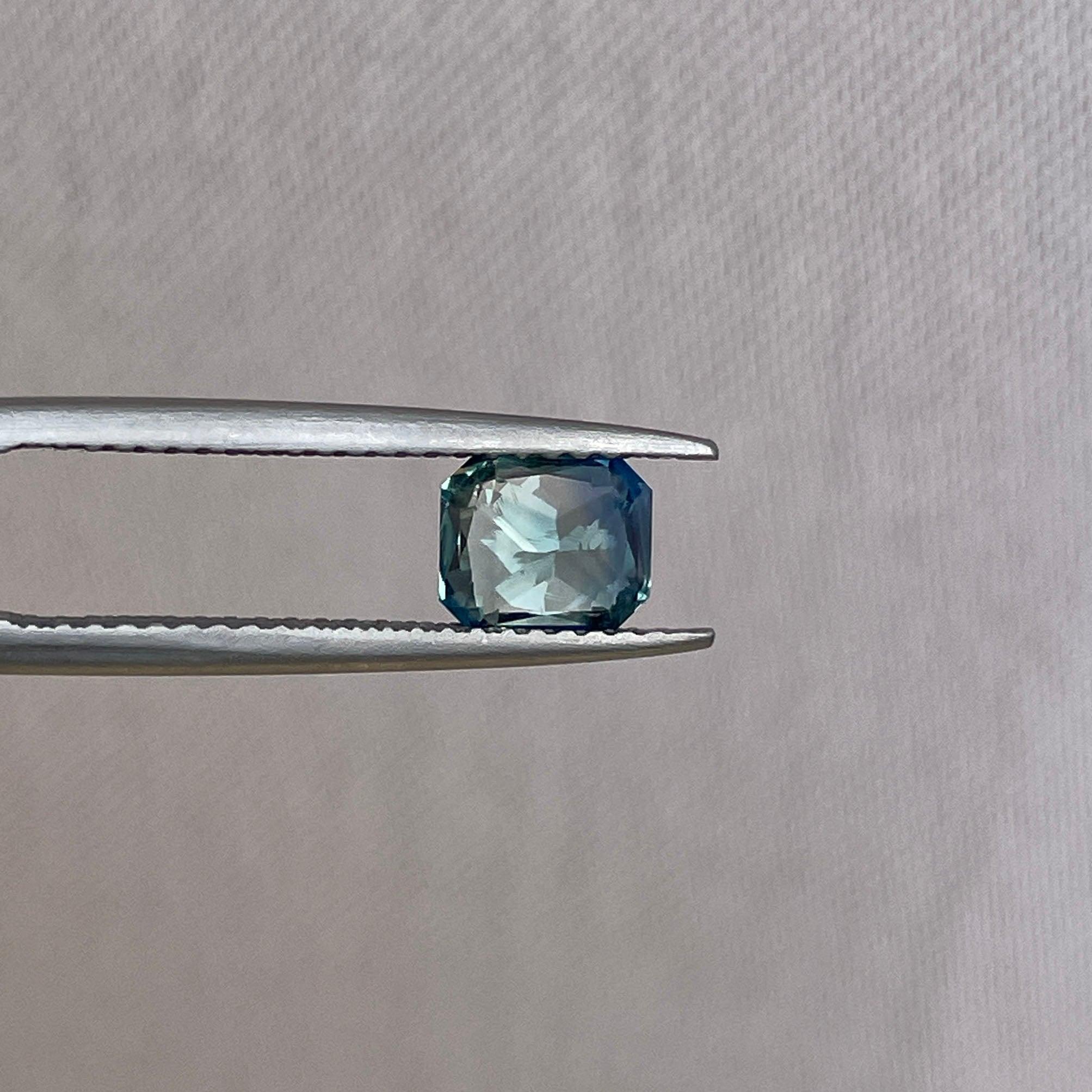 Radiant cut Greenish blue sapphire, 1.12 crt. - NASHGEMS