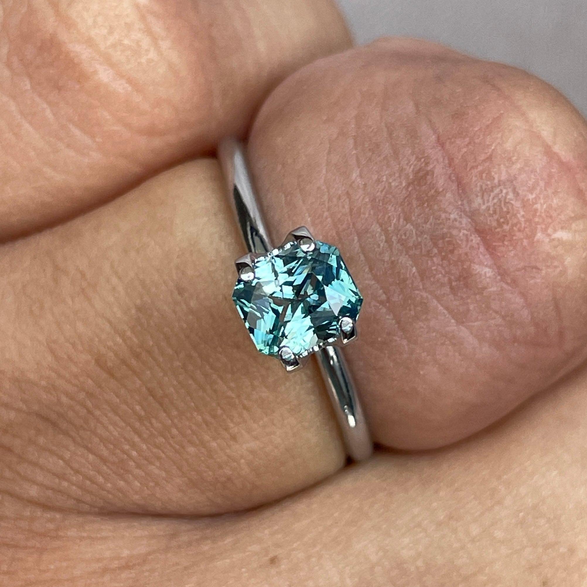 Radiant cut Greenish blue sapphire, 1.12 crt. - NASHGEMS