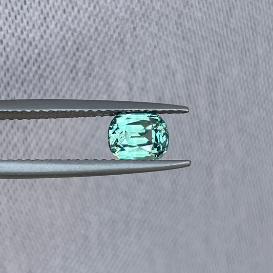 This 1.21 crt green Sapphire is well cut to bring out the best colour and lustre, and has a perfect colour blend.