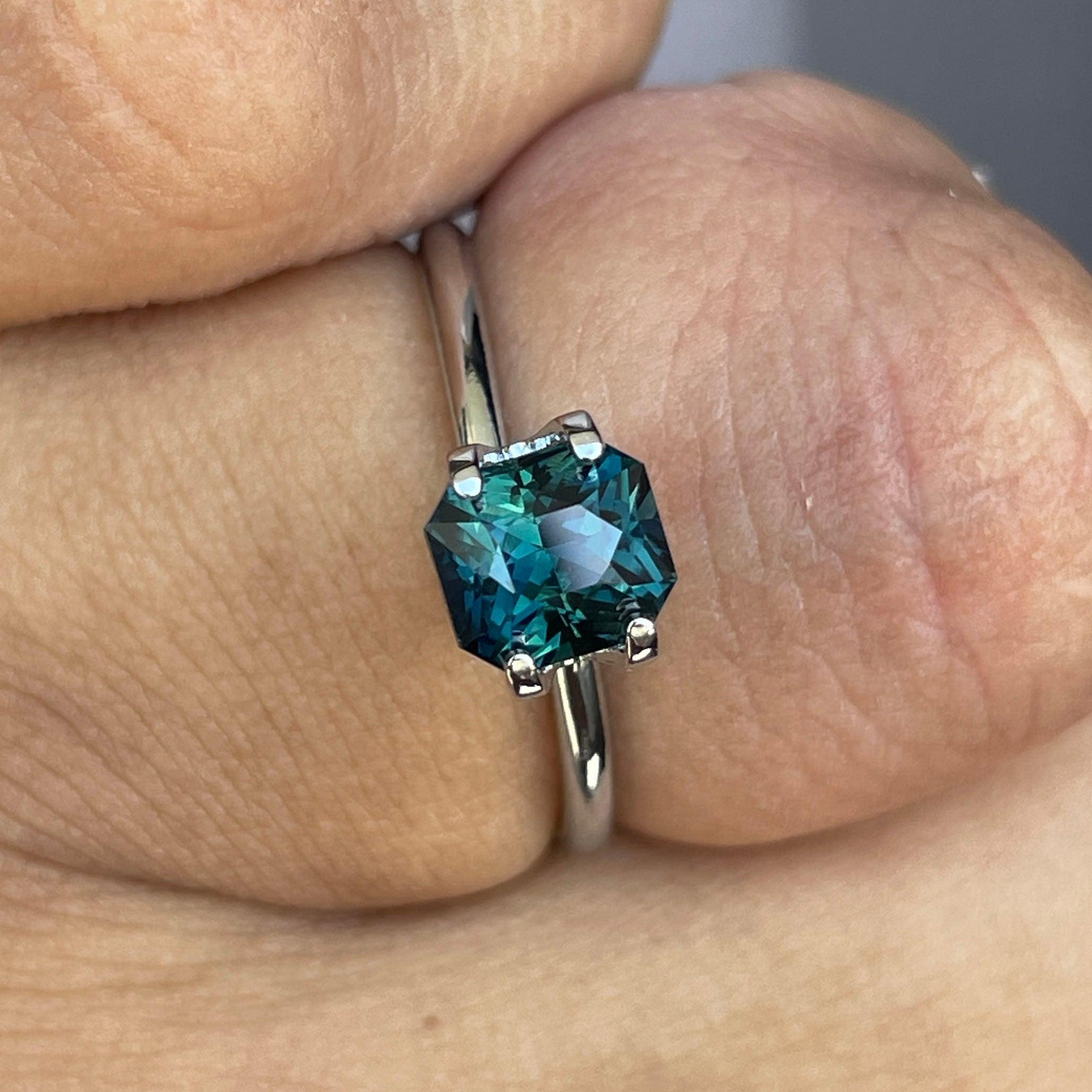 Radiant Cut Teal Sapphire Loose Gemstone 1.64 crt