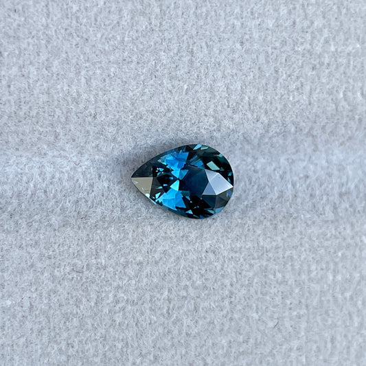 1.29 crt Teal Natural Pear Sapphire