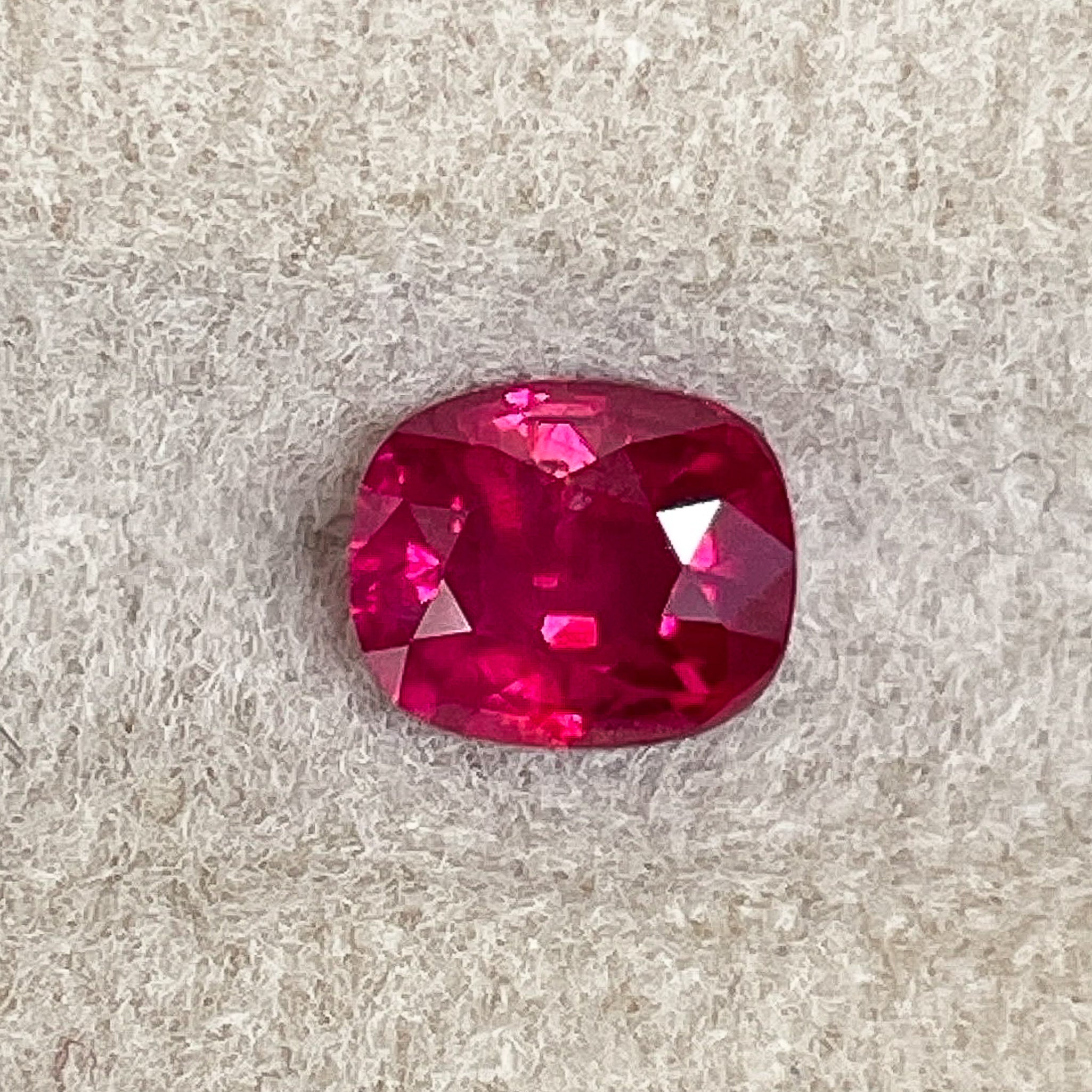Natural 0.67 ct cushion cut ruby gemstone by NASHGEMS, loose no heat, perfect for engagement rings.
