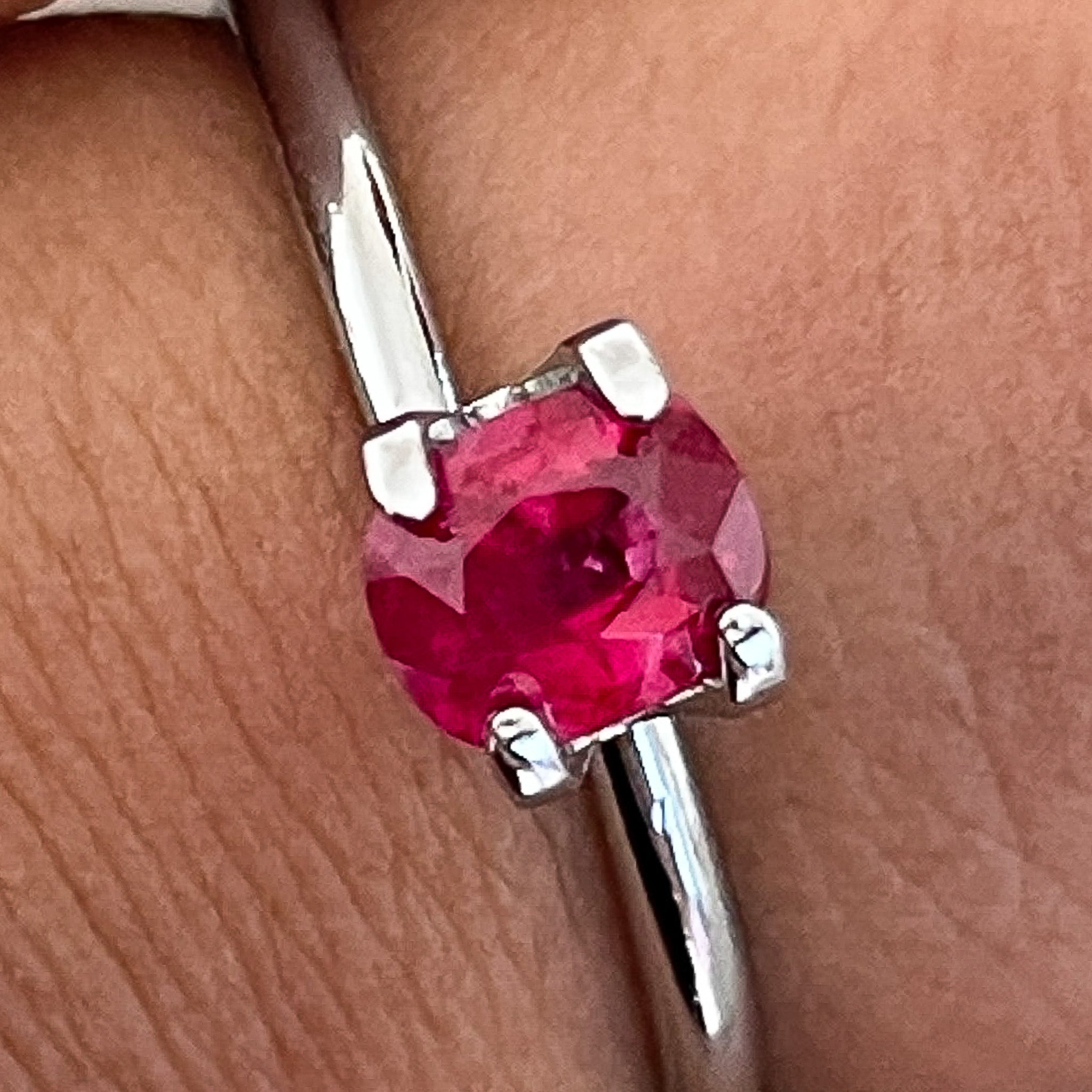 Natural 0.67 Ct cushion cut ruby gemstone from Nashgems, loose no heat ruby perfect for engagement rings.