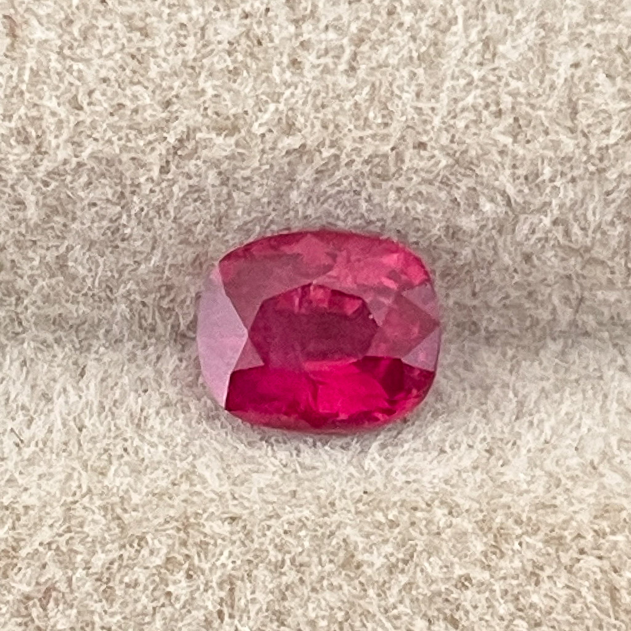 Natural ruby loose gemstone, 0.67 carats, cushion cut, no heat, for engagement rings, by NASHGEMS.
