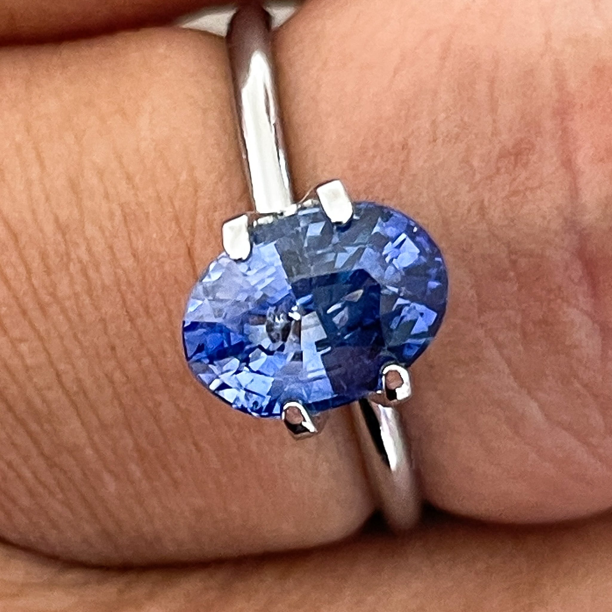 Natural Ceylon Blue Sapphire 2.27 Ct oval cut loose gemstone by NASHGEMS for engagement or custom jewelry.