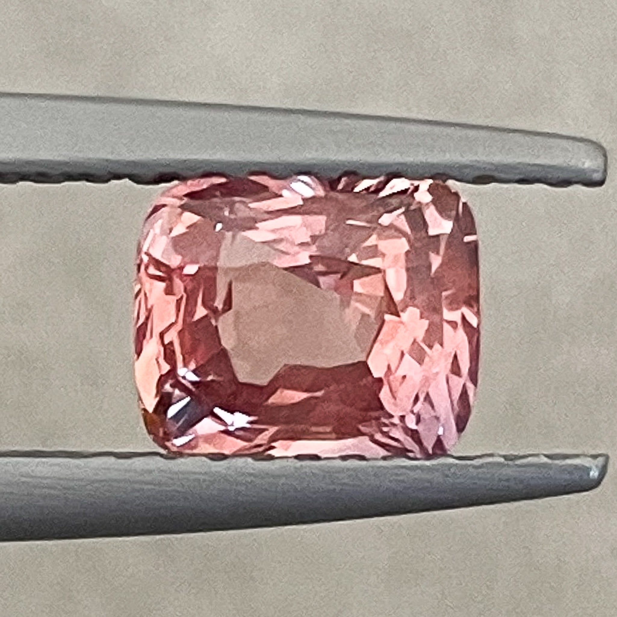 Natural padparadscha sapphire loose gemstone, 1.55 ct cushion cut, no heat, ideal for engagement rings, by NASHGEMS.