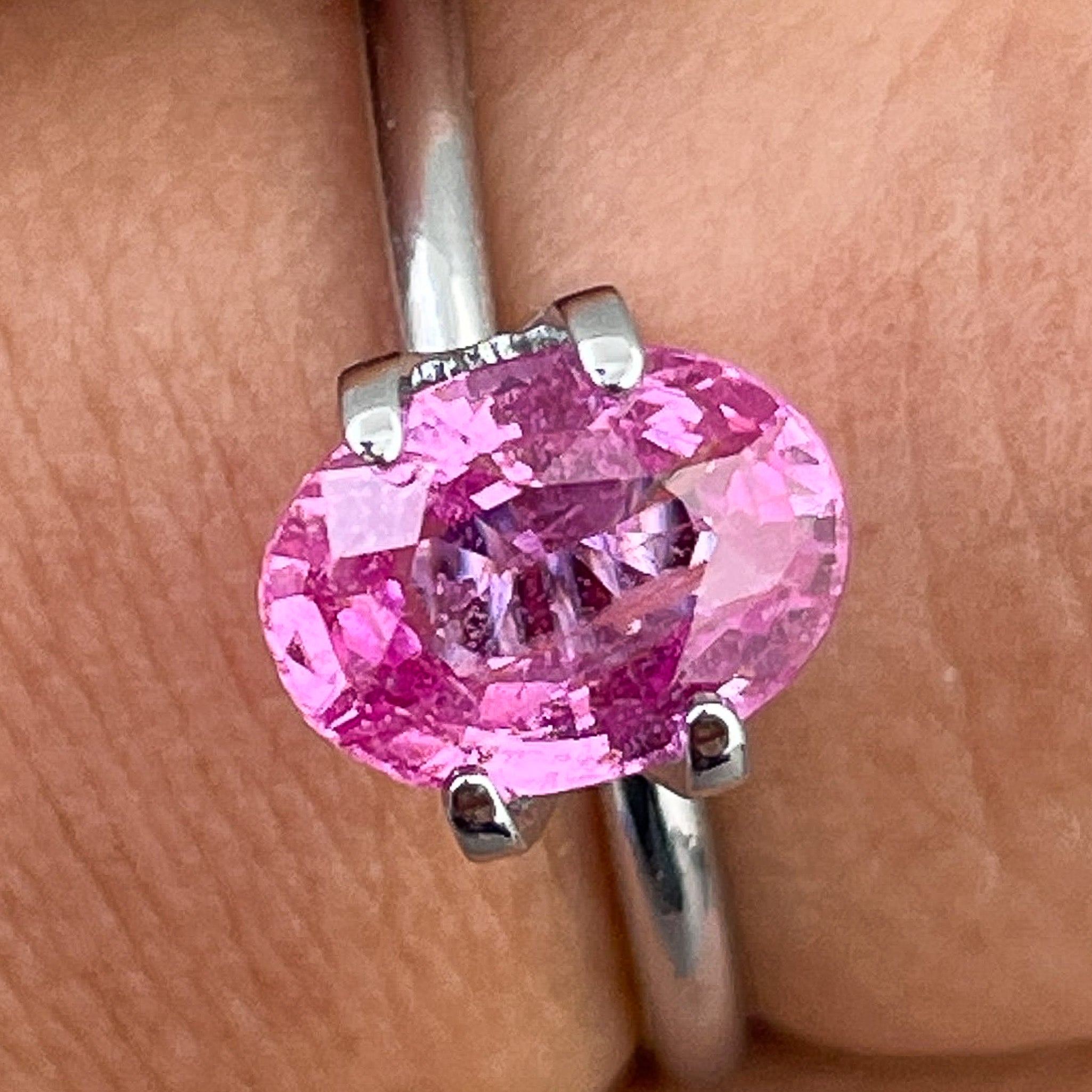 Natural pink sapphire loose gemstone, 1.65 Ct oval cut by NASHGEMS, no heat treatment, ideal for engagement rings.