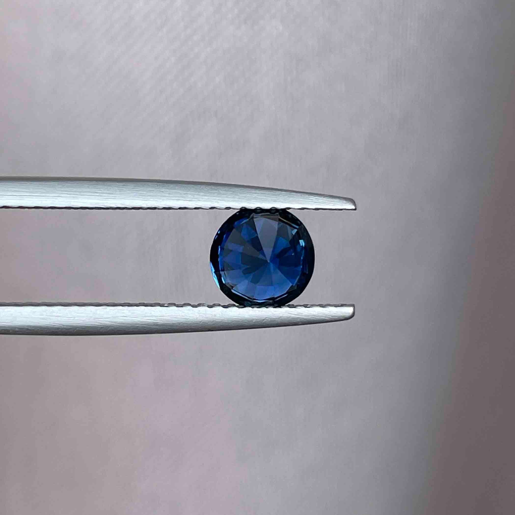 Natural blue sapphire loose gemstone, 1.16 ct round cut by NASHGEMS, heat treated for jewelry or engagement rings.