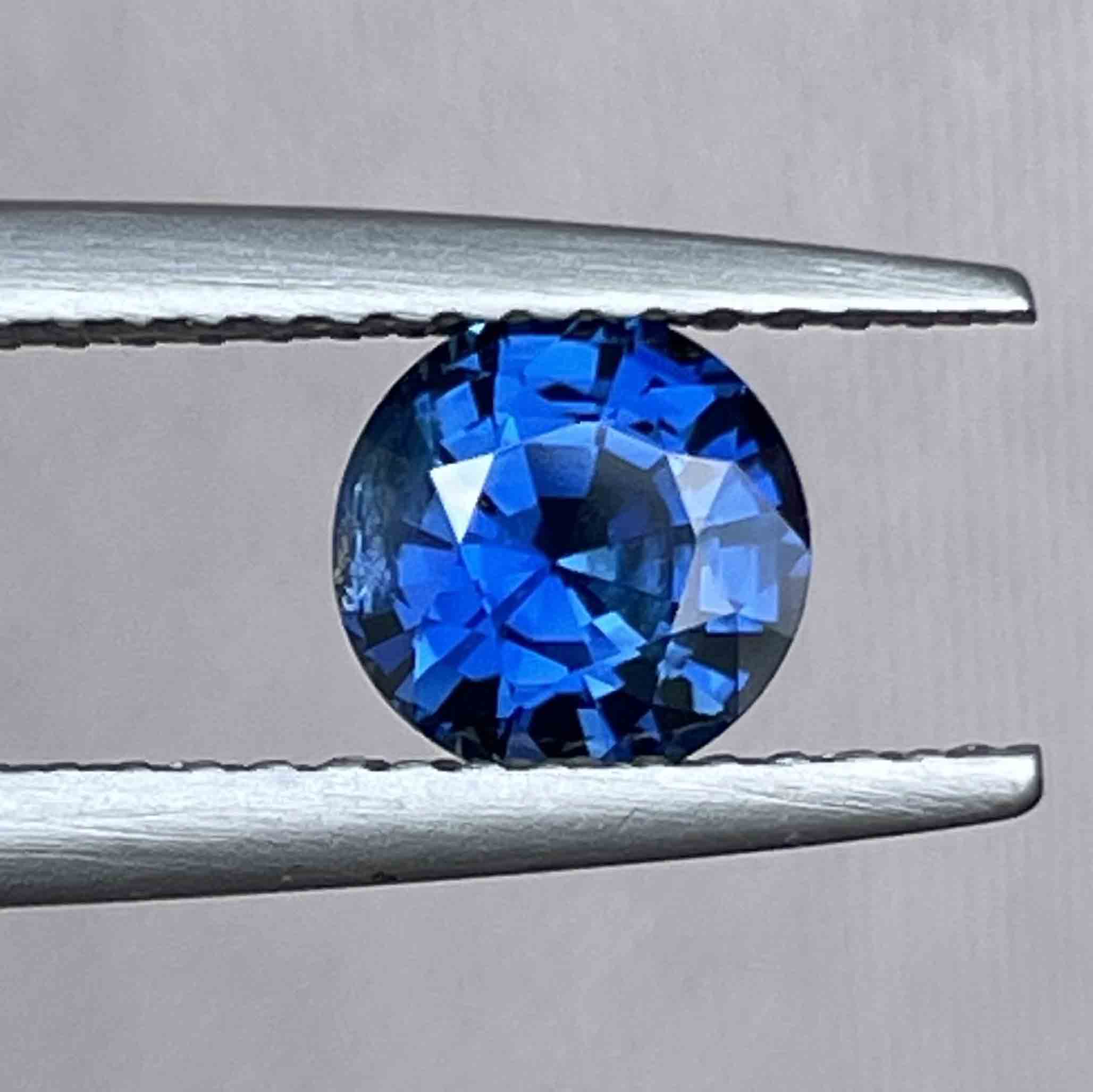 Natural blue sapphire loose gemstone, 1.16 Ct round cut, heat treated, ideal for engagement rings or custom jewelry by NASHGEMS