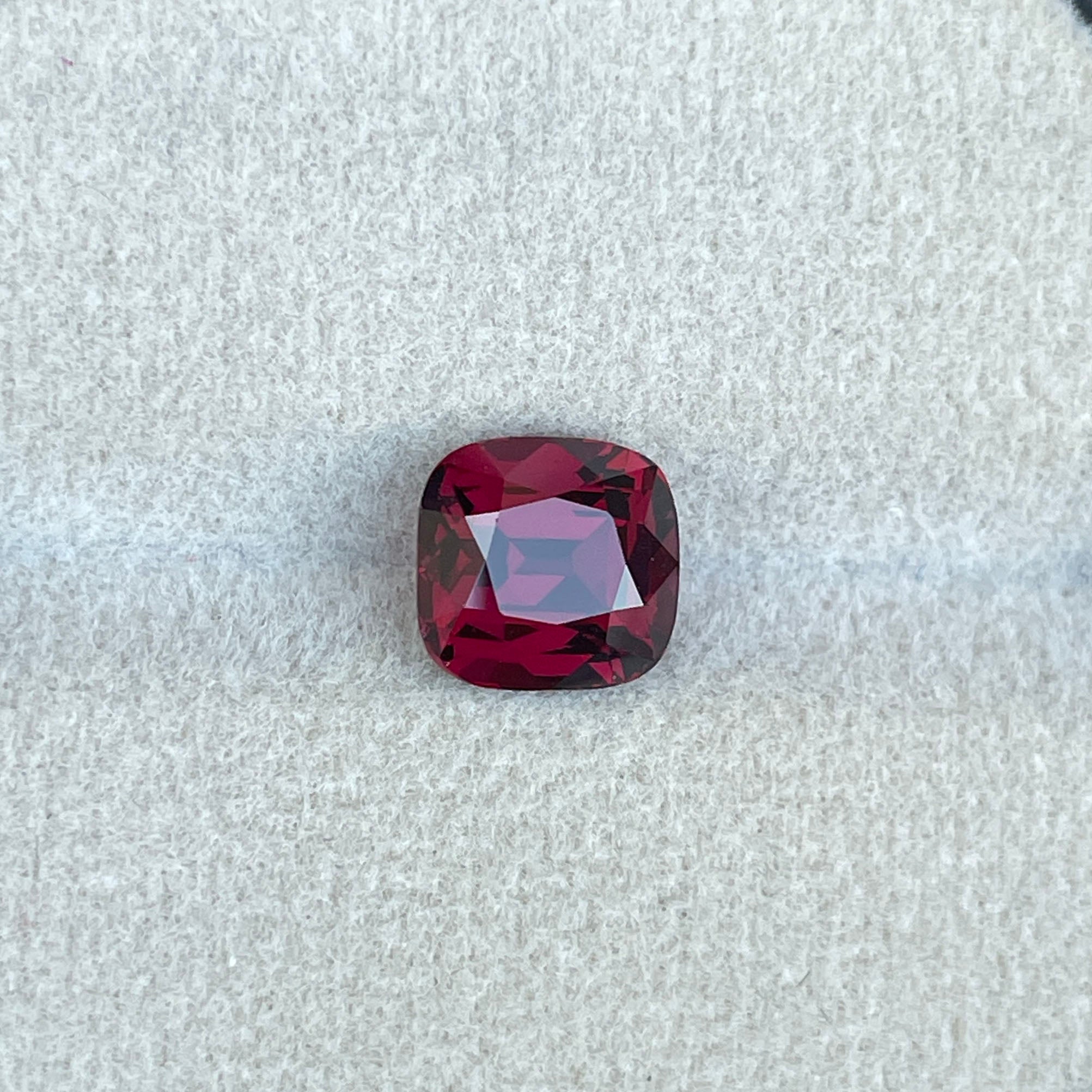 garnet red cushion cut 3.38