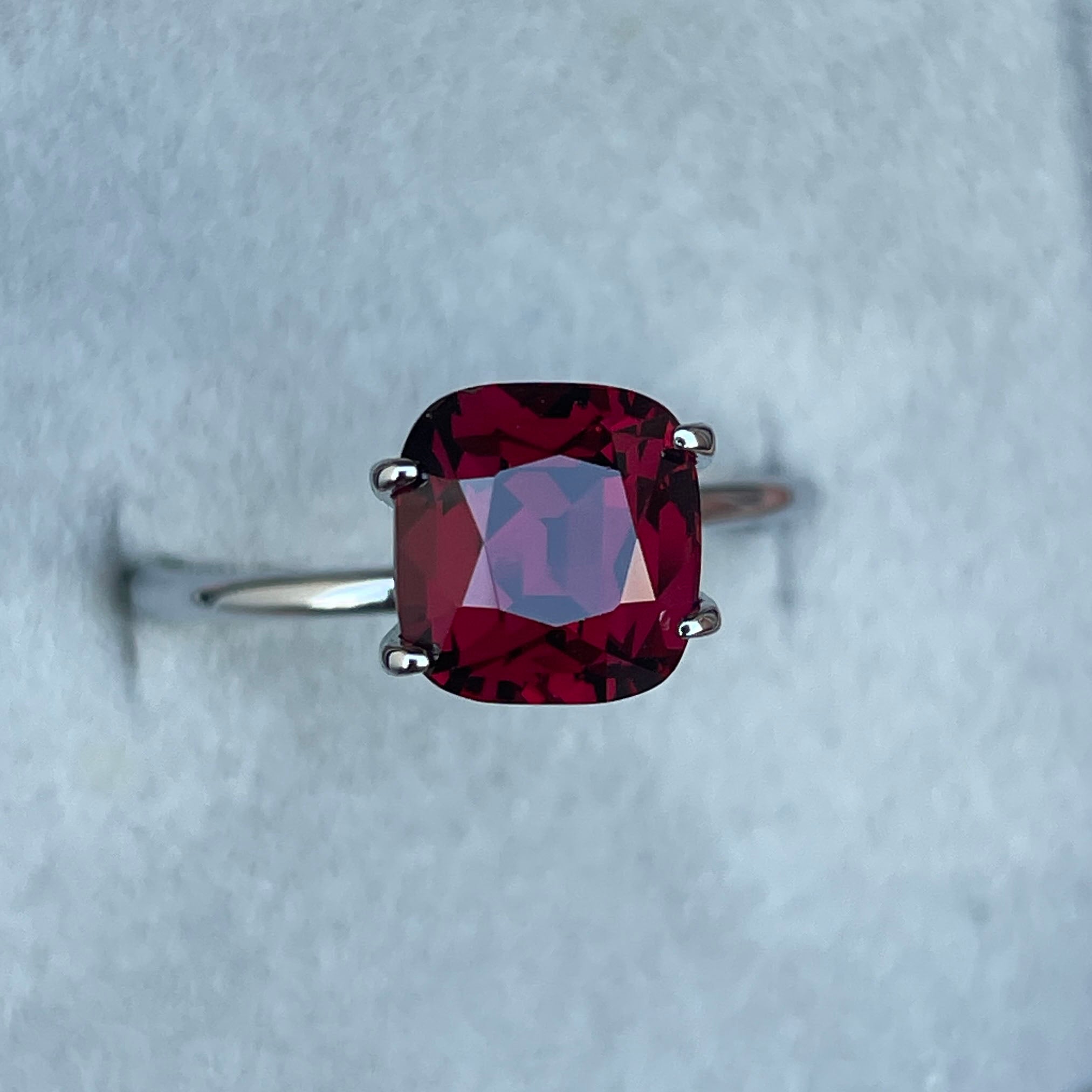 garnet red cushion cut 3.38