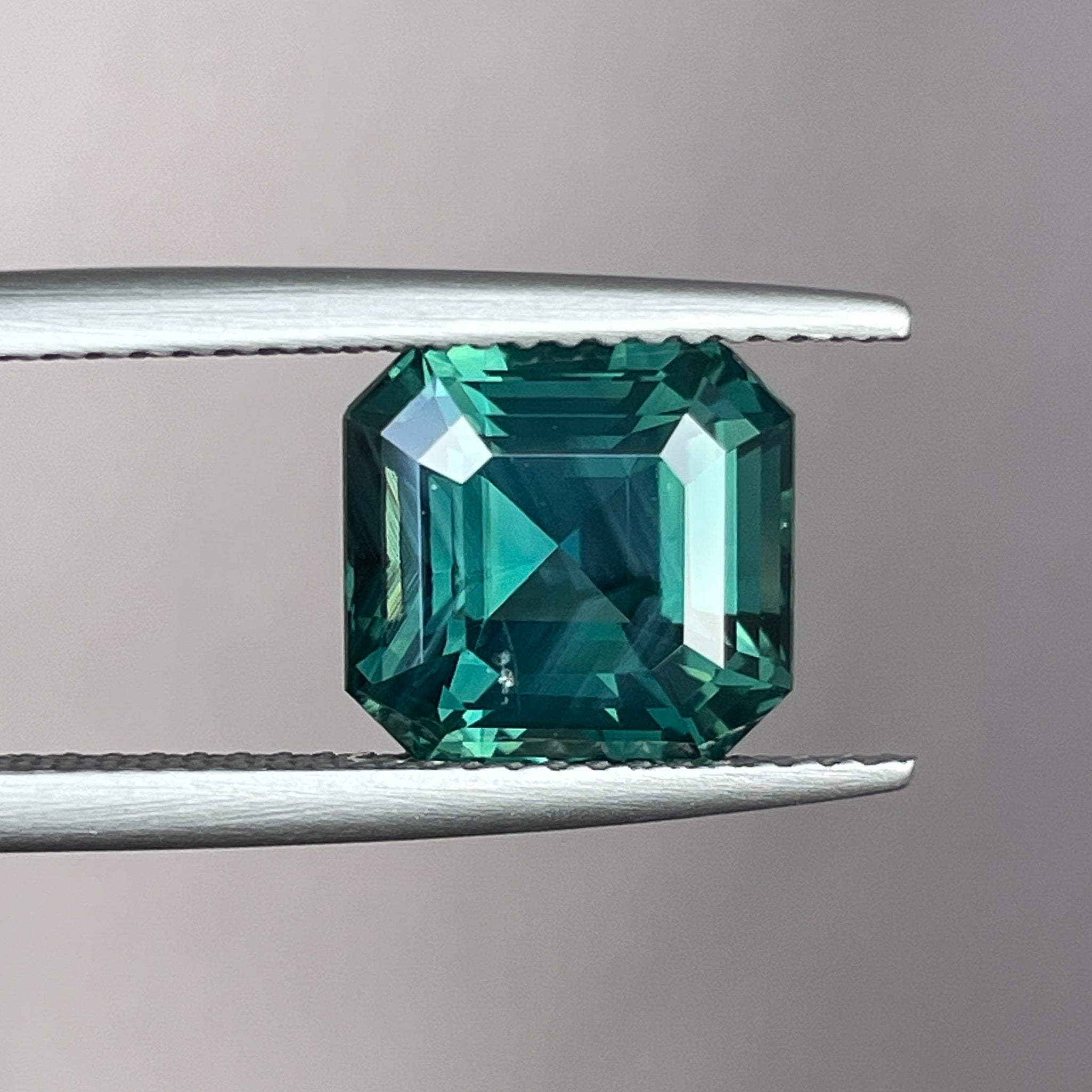 Natural green sapphire 5.08 Ct Asscher emerald cut, teal gemstone for engagement rings or custom jewelry by NASHGEMS.