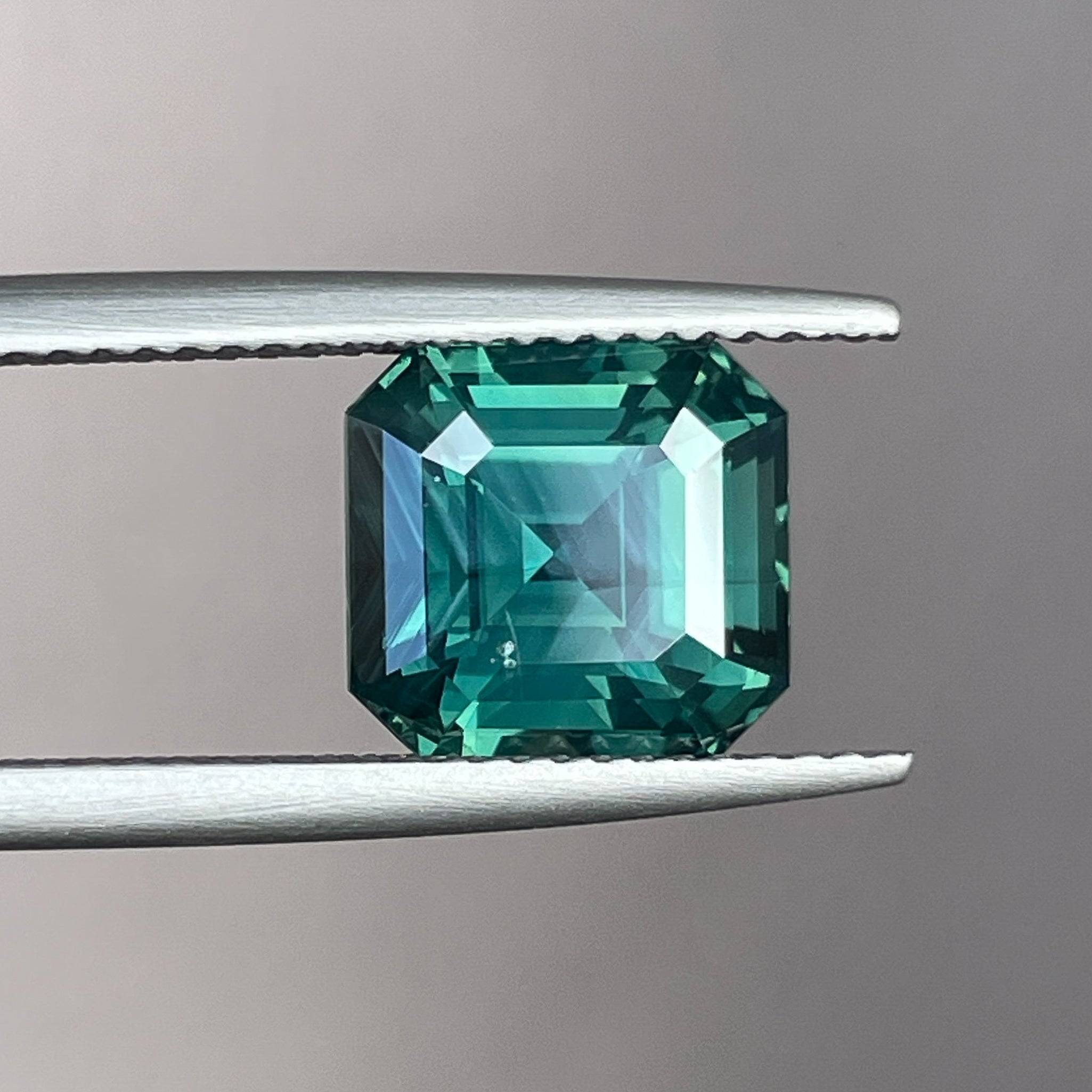 Natural green sapphire 5.08 Ct Asscher emerald cut, teal loose sapphire by NASHGEMS for engagement or custom jewelry.