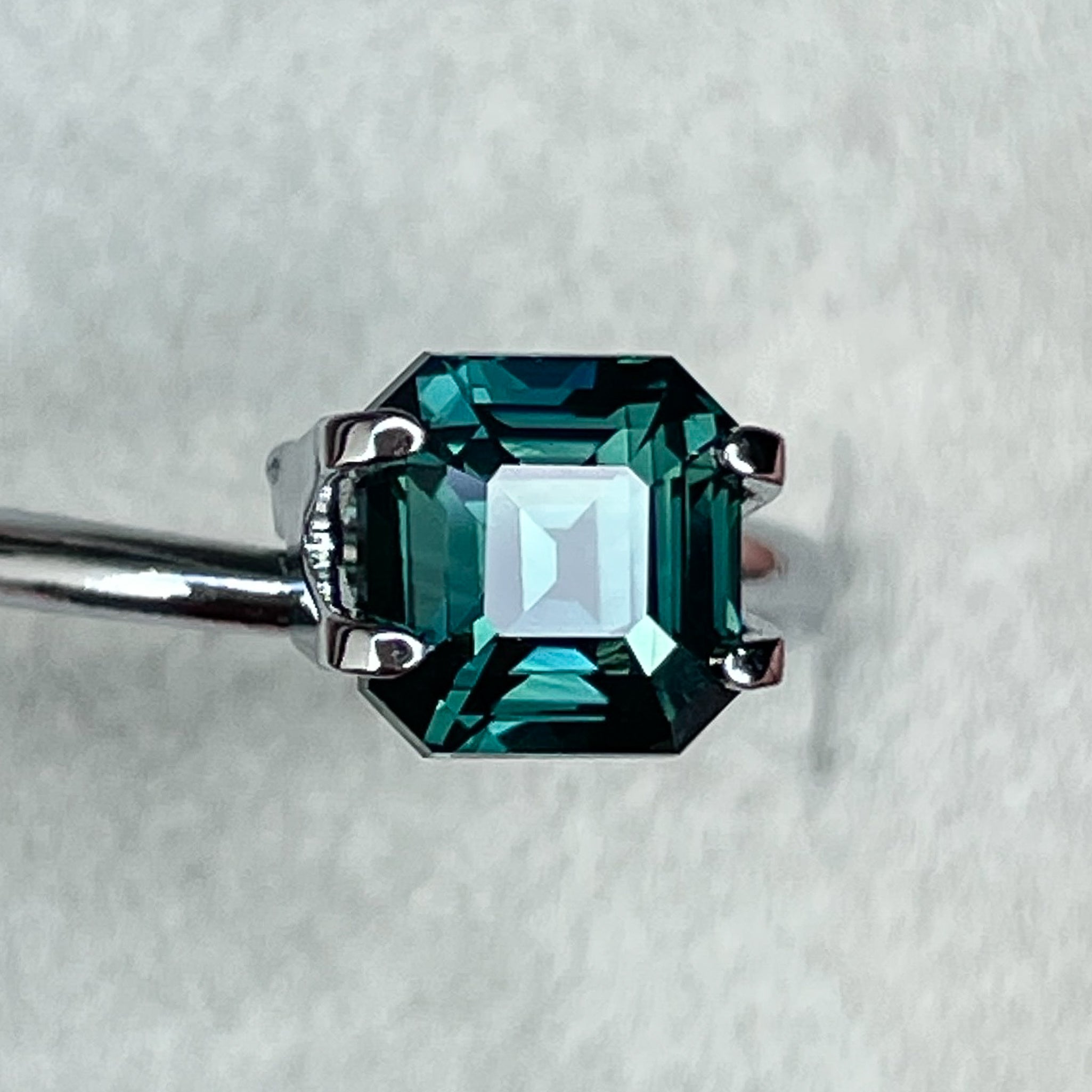 Teal green sapphire loose gemstone, 2.02 Ct emerald cut, heat-treated natural sapphire by NASHGEMS for engagement rings