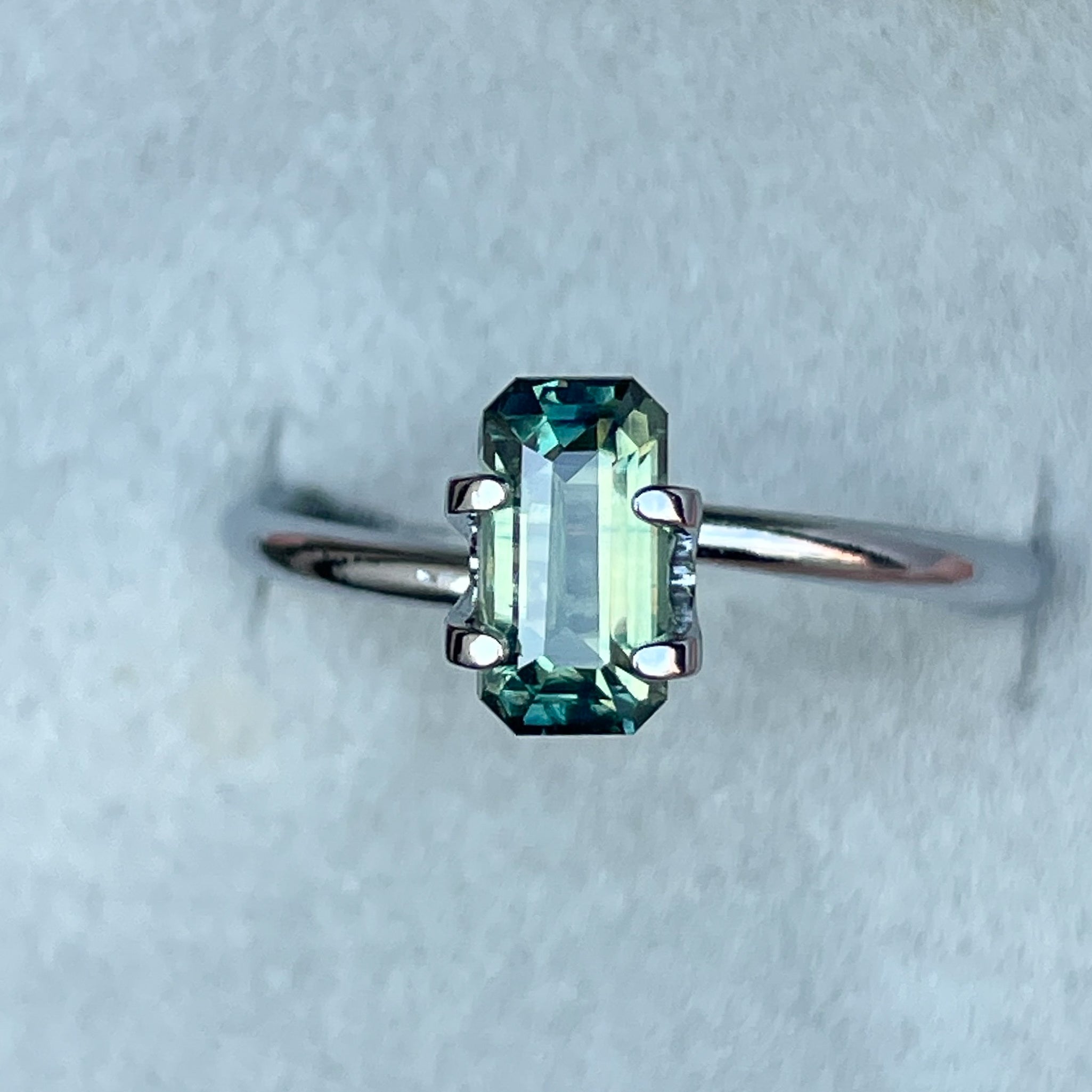 bi coloured parti sapphire teal green for sale emerald cut 1.49 crt. loose parti sapphire stone birthstone color for september loose precious stones - NASHGEMS