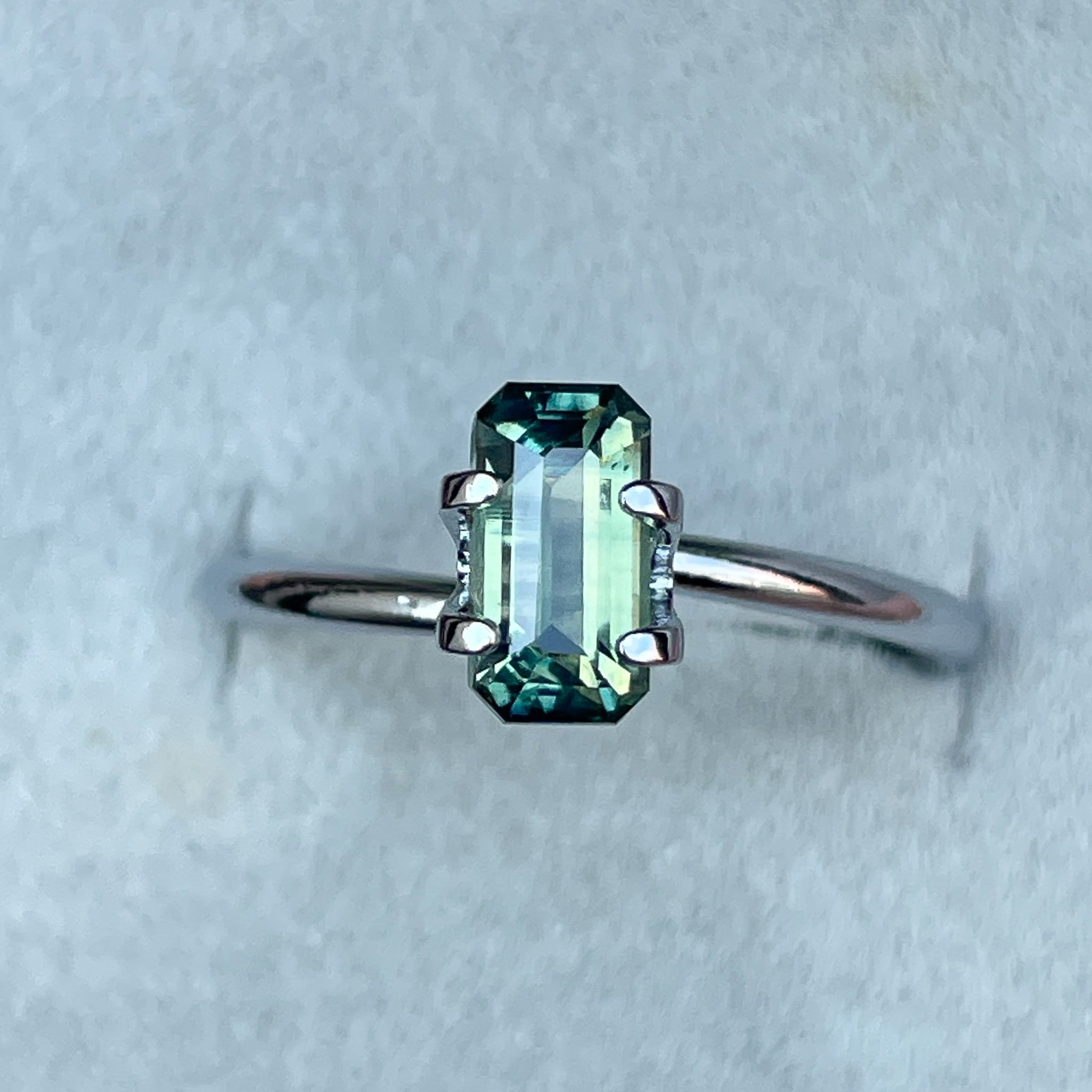 bi coloured parti sapphire teal green for sale emerald cut 1.49 crt. loose parti sapphire stone birthstone color for september loose precious stones - NASHGEMS