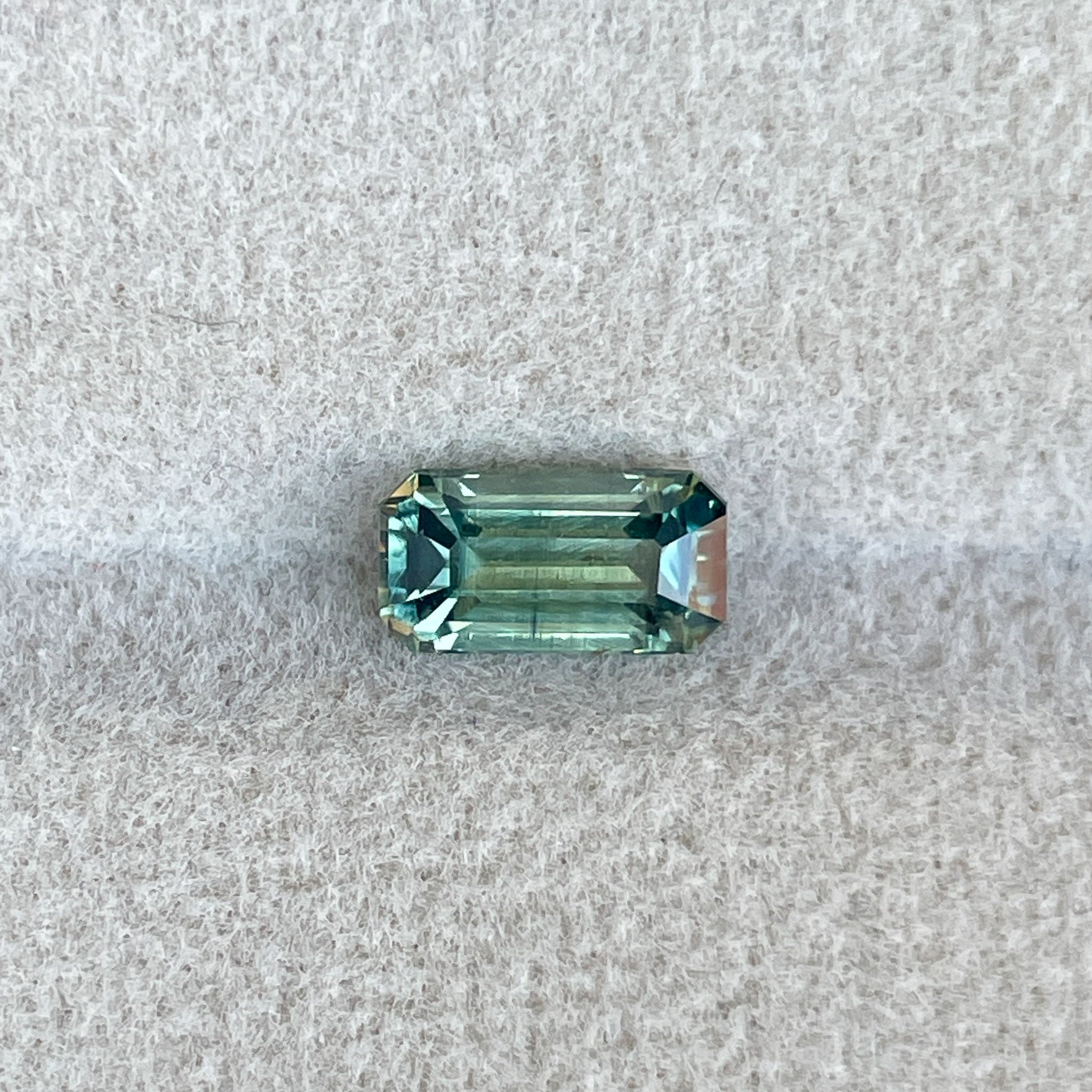 bi coloured parti sapphire teal green for sale emerald cut 1.49 crt. loose parti sapphire stone birthstone color for september loose precious stones - NASHGEMS