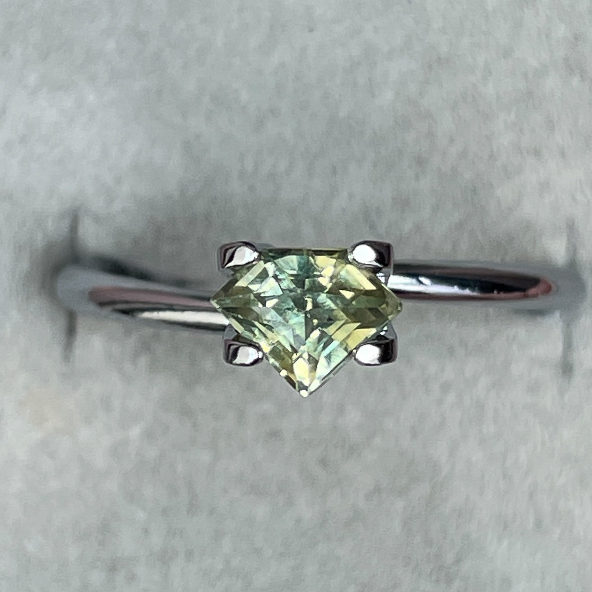 Natural pale green yellow sapphire, 0.72 Ct shield cut teal gemstone by NASHGEMS, loose sapphire for jewelry or engagement rings