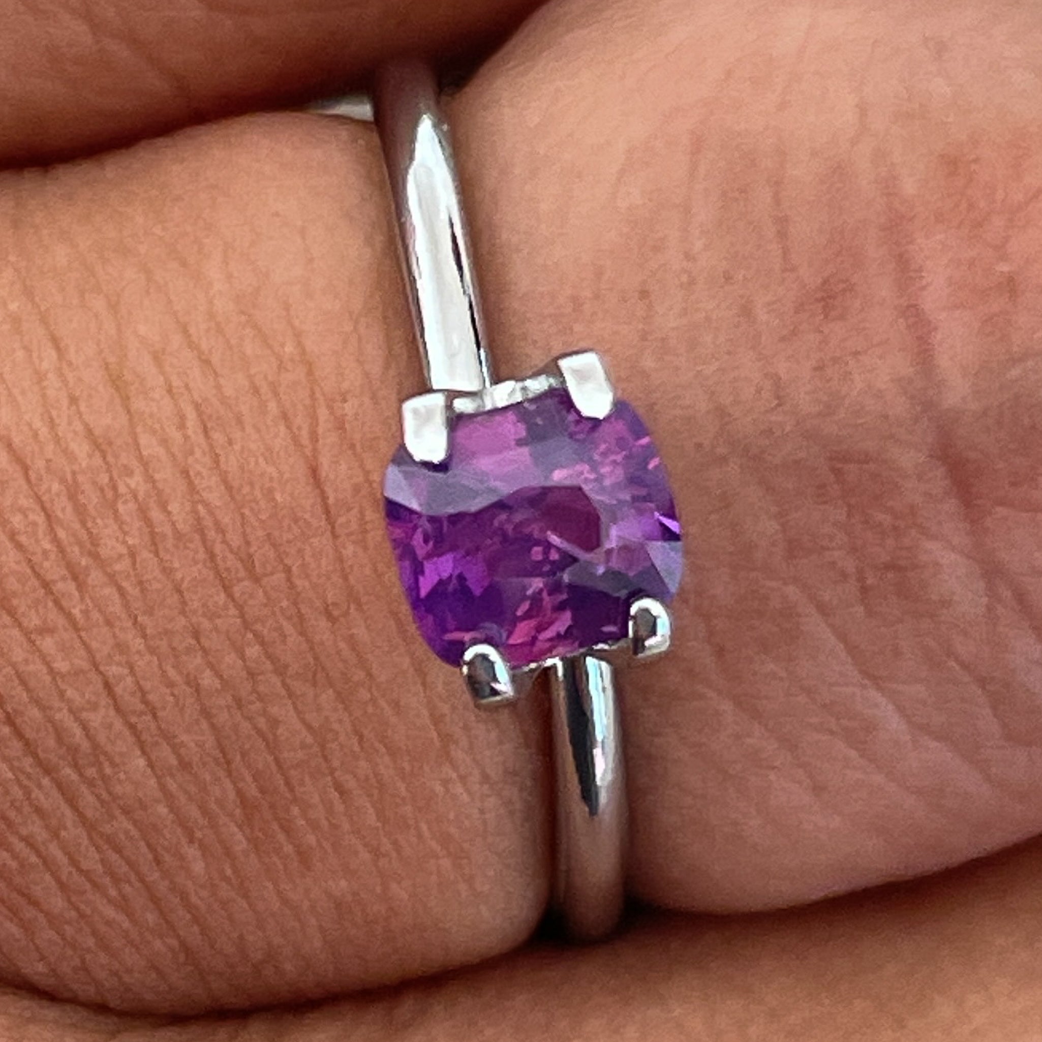 Natural purple sapphire 1.03 Ct cushion cut loose gemstone by NASHGEMS, vibrant pink sapphire for engagement rings.
