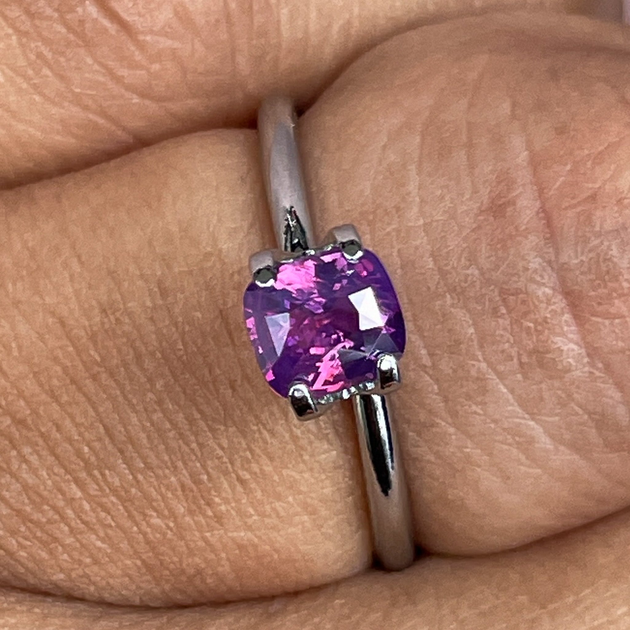 Natural purple sapphire 1.03 Ct cushion cut loose gemstone by NASHGEMS, ideal for engagement rings.