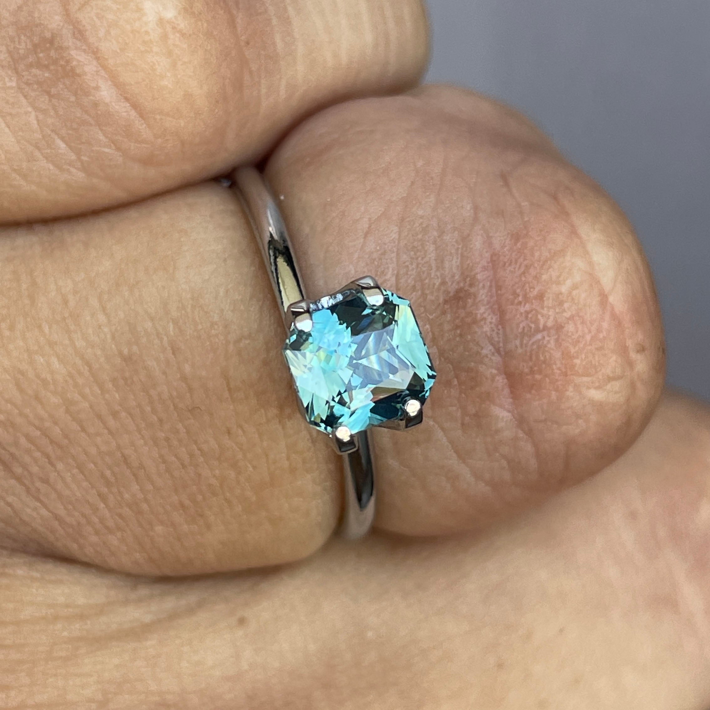 teal blue green sapphire radiant 1.46