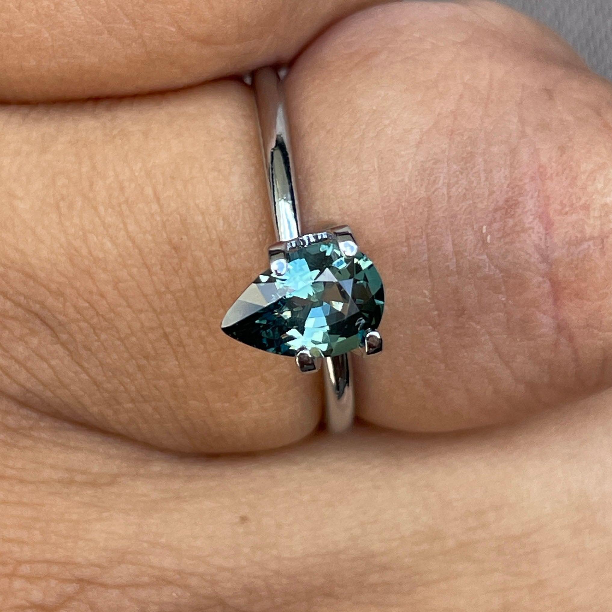 teal sapphire engagement ring