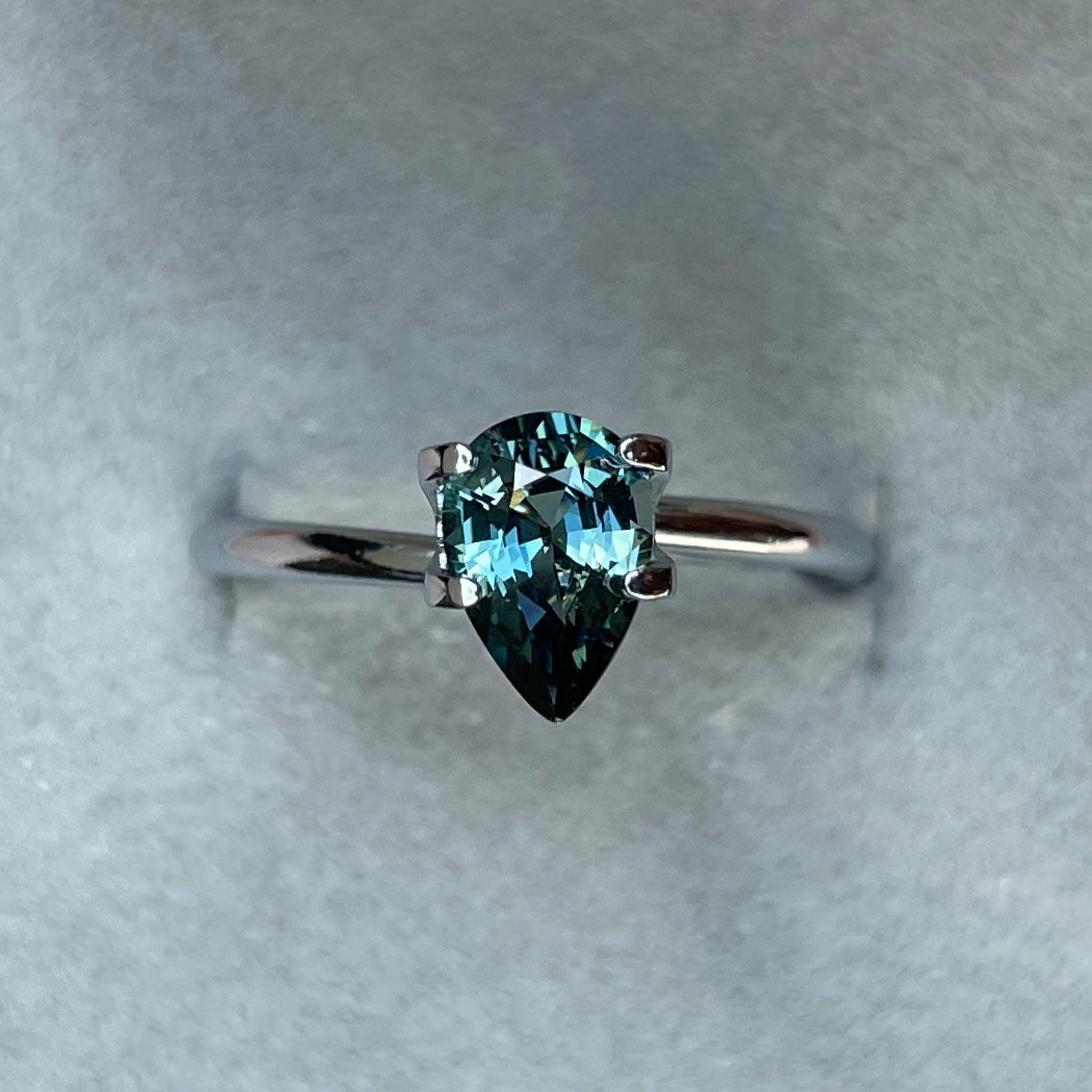 teal sapphire engagement ring