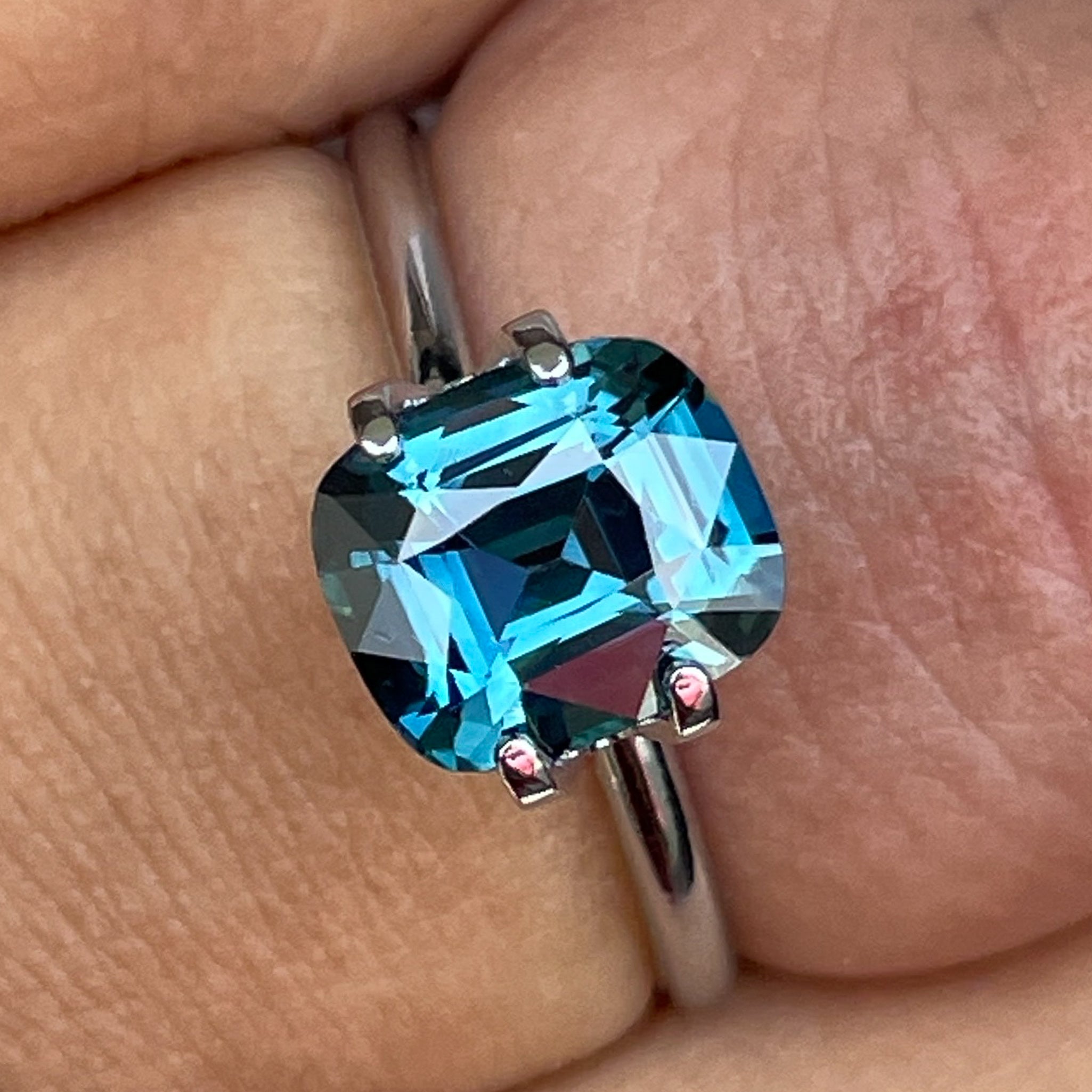Natural teal blue sapphire 2.52 Ct cushion cut loose gemstone from NASHGEMS, ideal for engagement rings or custom jewelry.