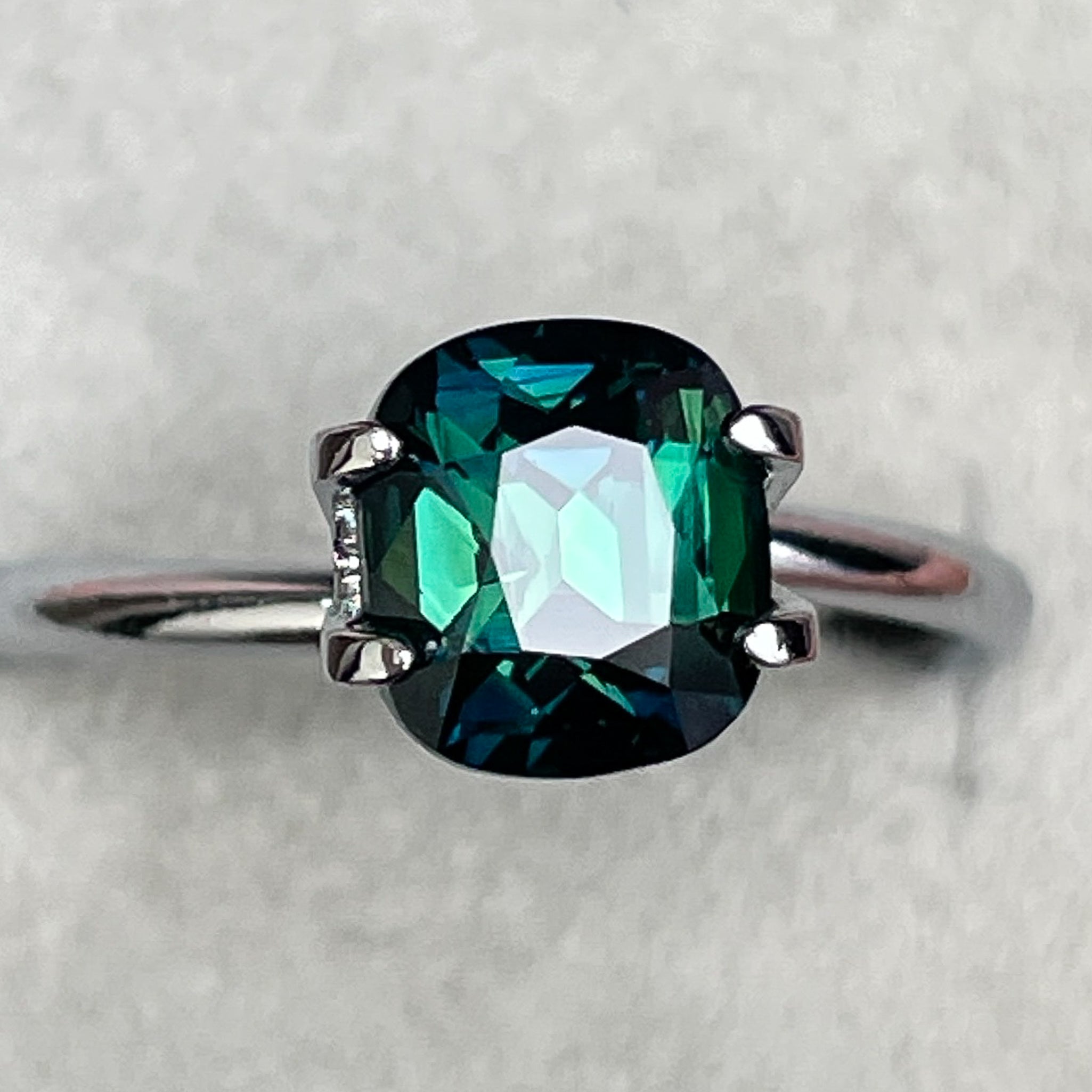 Natural forest green sapphire, 2.56 ct cushion cut loose teal sapphire for engagement or custom jewelry by NASHGEMS.